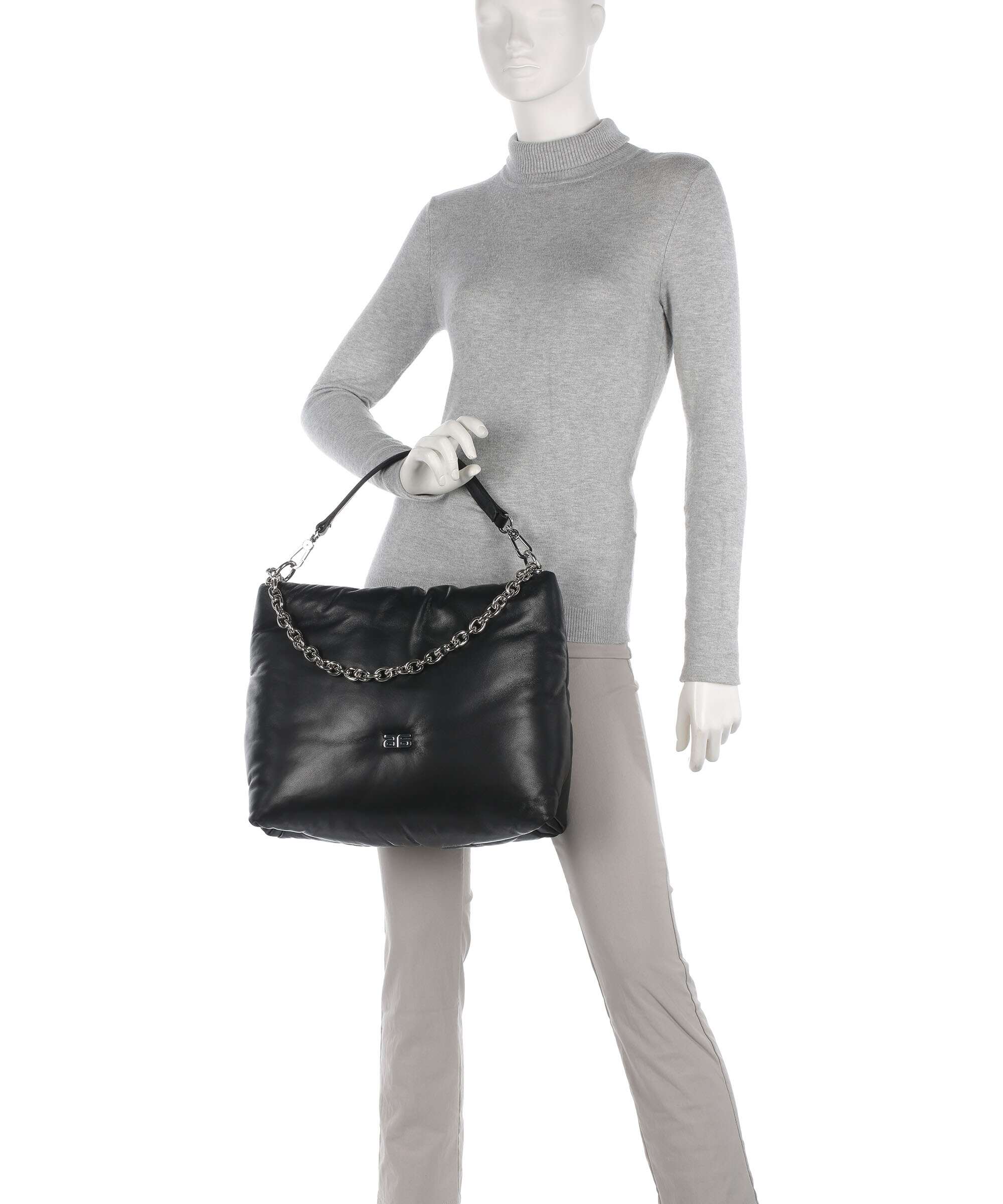 Abro Piuma Lucido Puffer Hobo bag black/nickel - Image 3