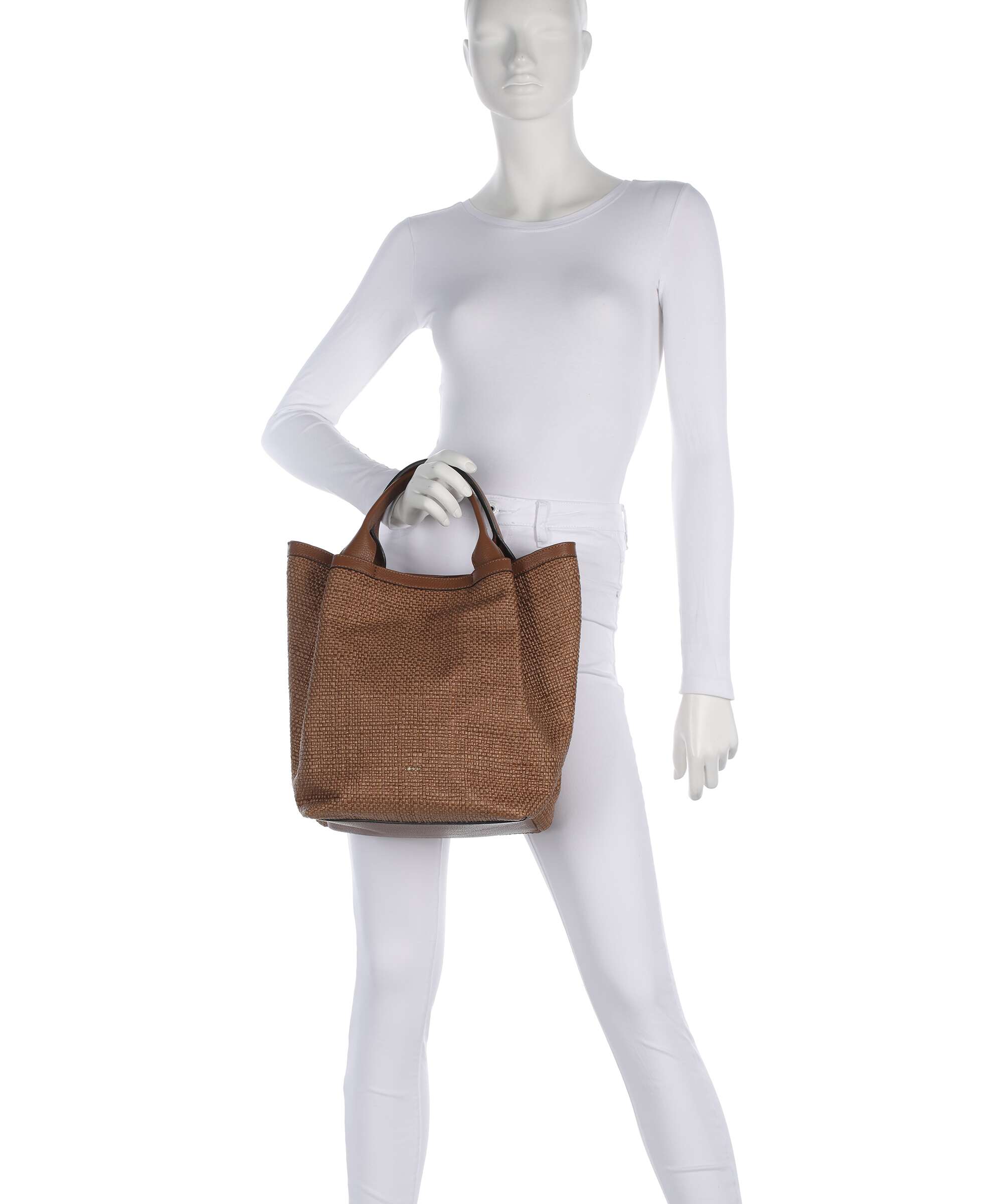 Abro Raffia Intreccio Essential Medium Handbag caramel/cognac - Image 3