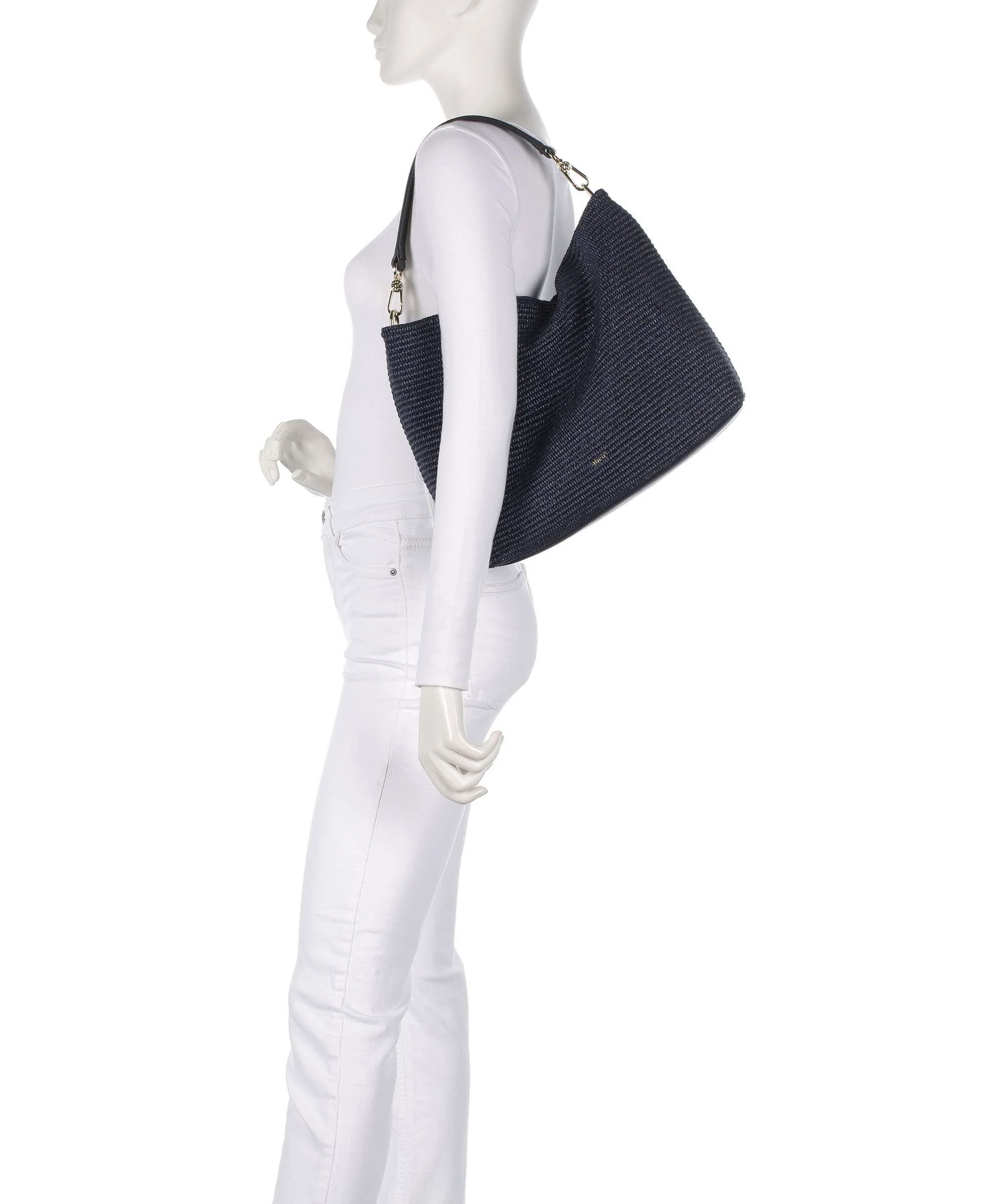 Abro Raffia Kaia Hobo bag navy - Image 3