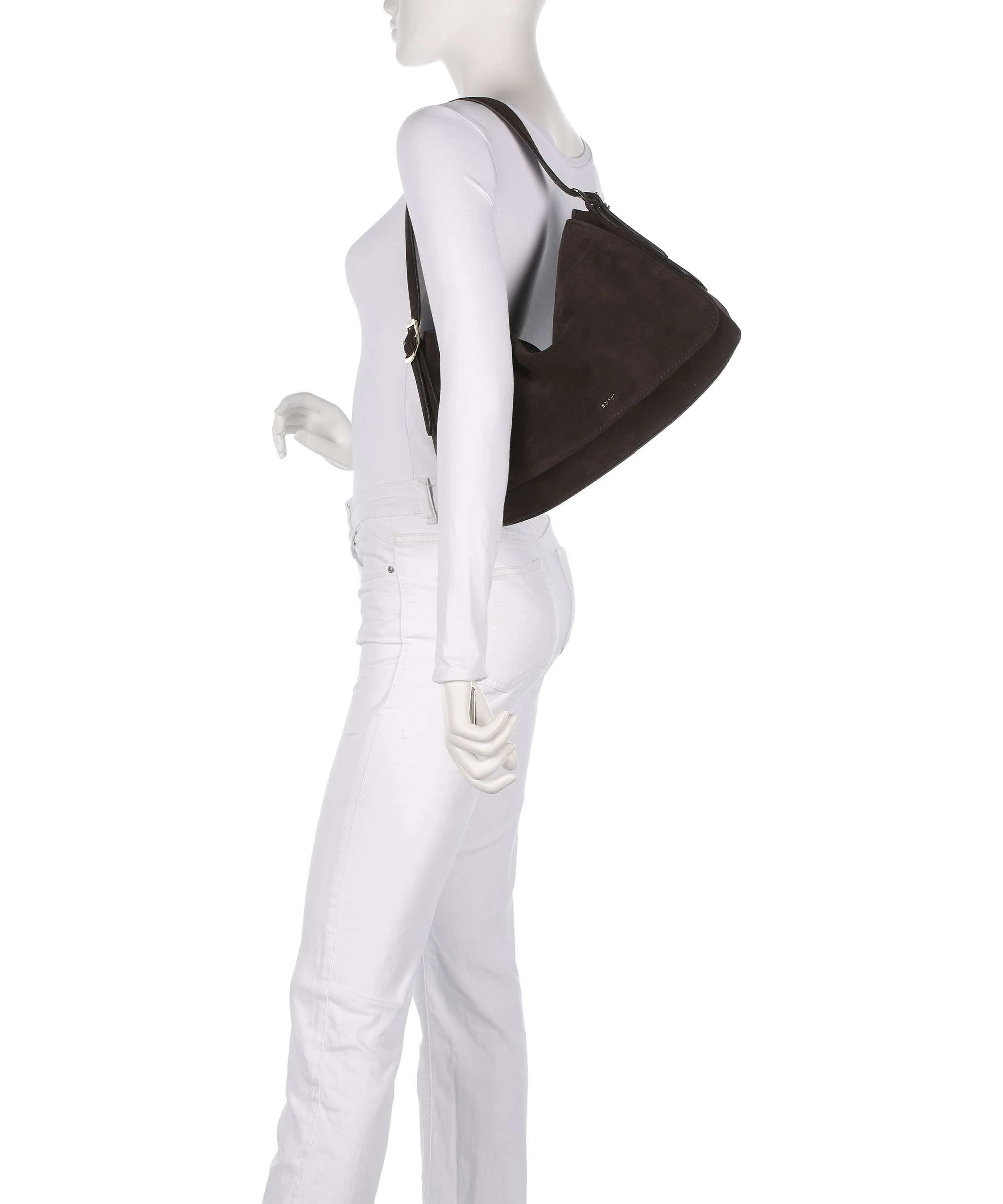 Abro Suede Carina Hobo bag dark brown - Image 3