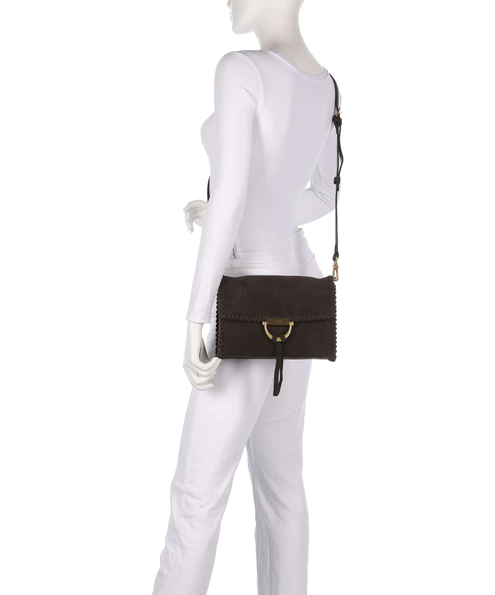 Abro Suede Temi Stitch Shoulder bag dark brown - Image 4