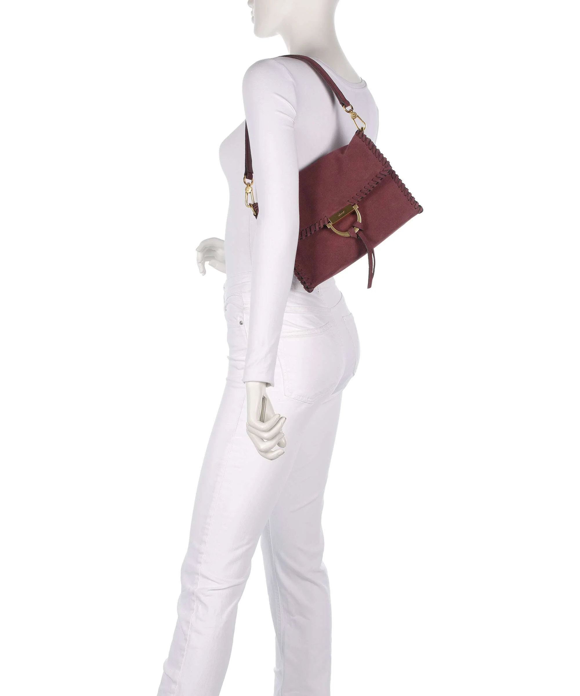 Abro Suede Temi Stitch Shoulder bag bordeaux - Image 3