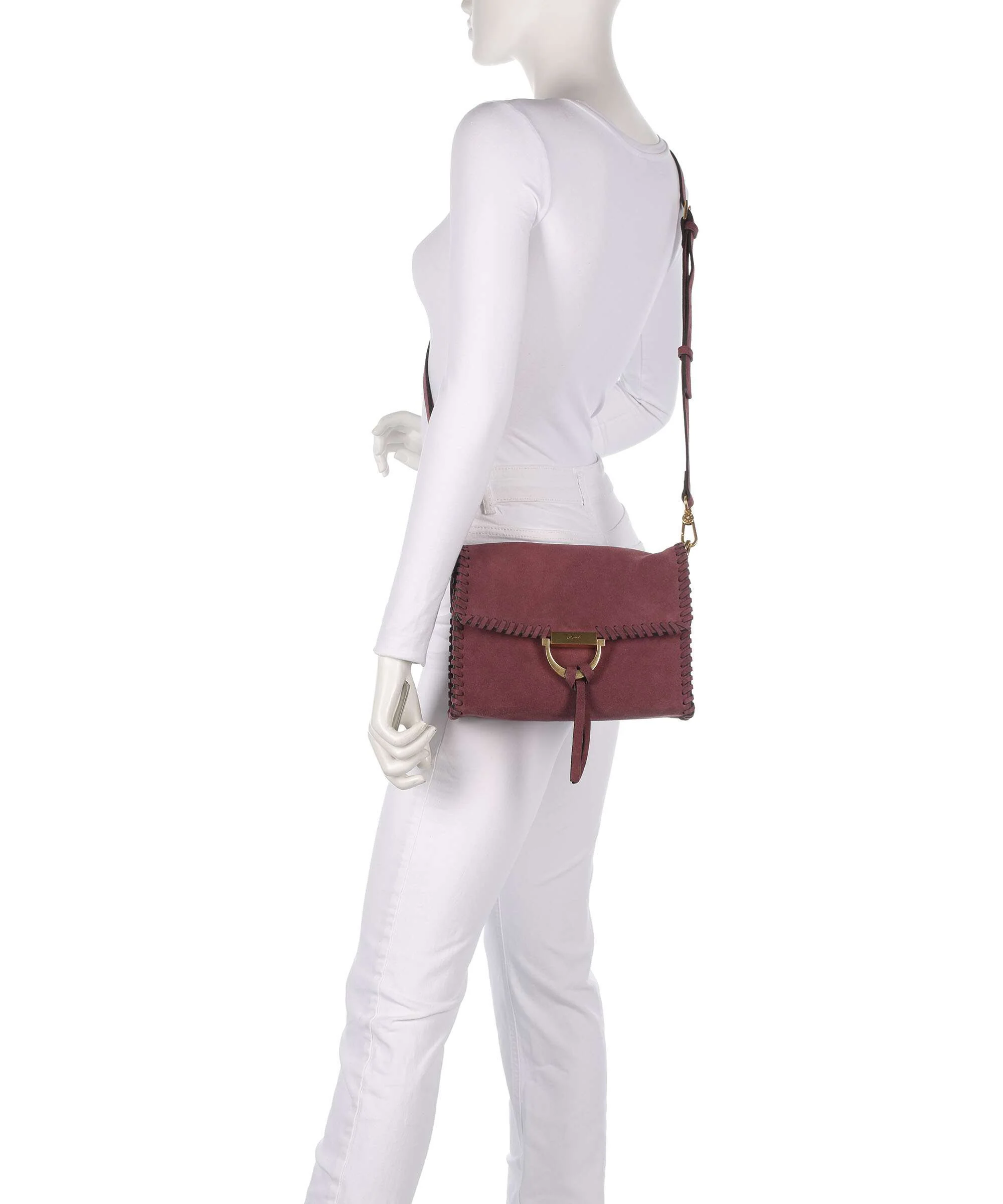 Abro Suede Temi Stitch Shoulder bag bordeaux - Image 4