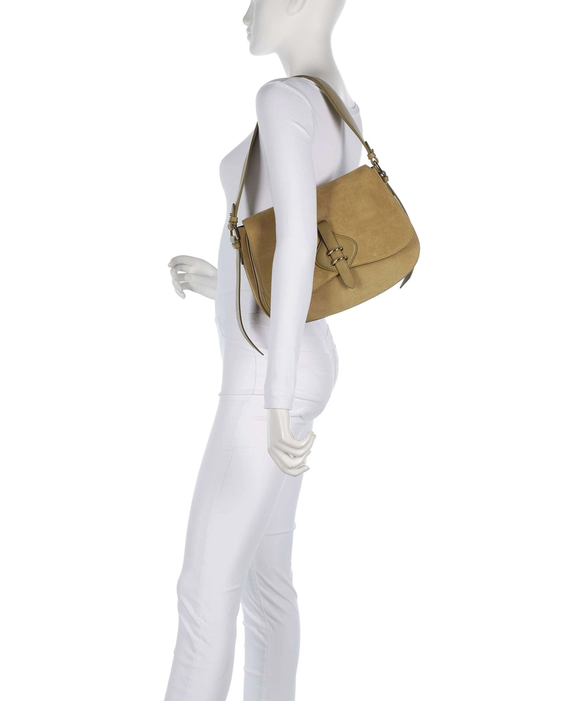 Coccinelle Mavery Suede Shoulder bag seagrass - Image 3