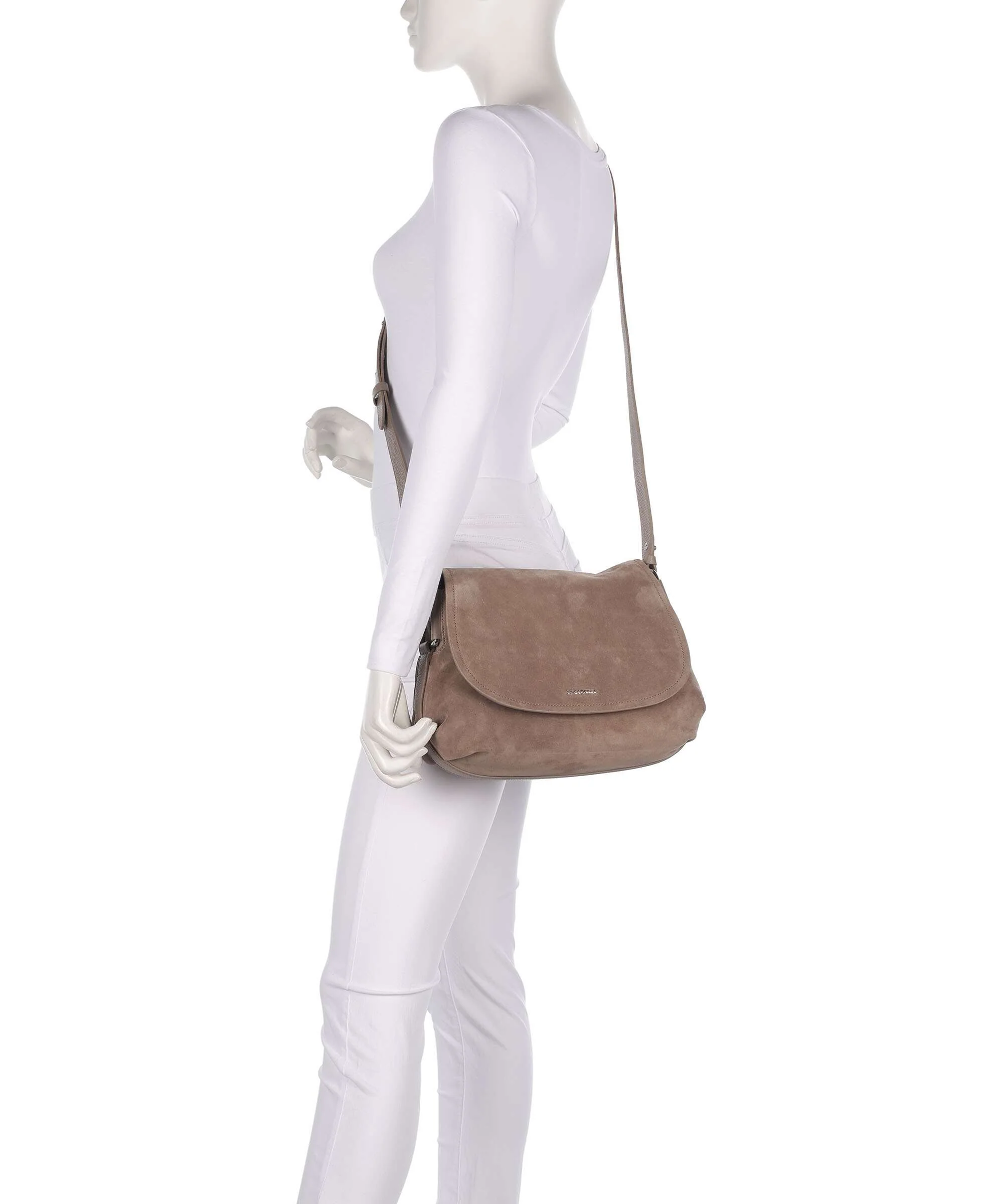 Coccinelle Rebekka Suede Shoulder bag warm taupe - Image 3