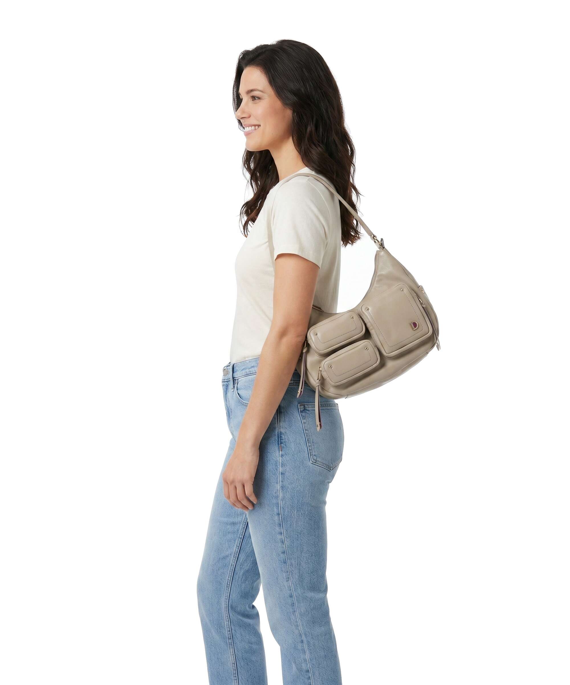 DuDu Bags Pocket City Hobo bag sand grey - Image 3