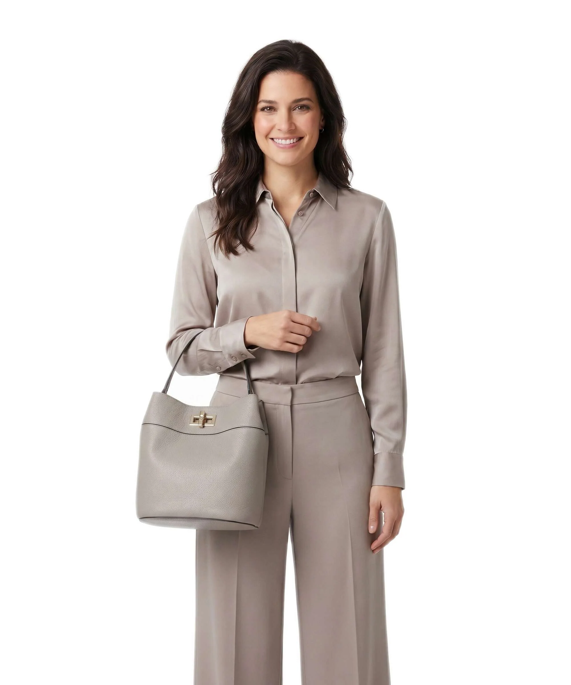 Furla Amelia M Bucket bag cachemire gray - Image 3