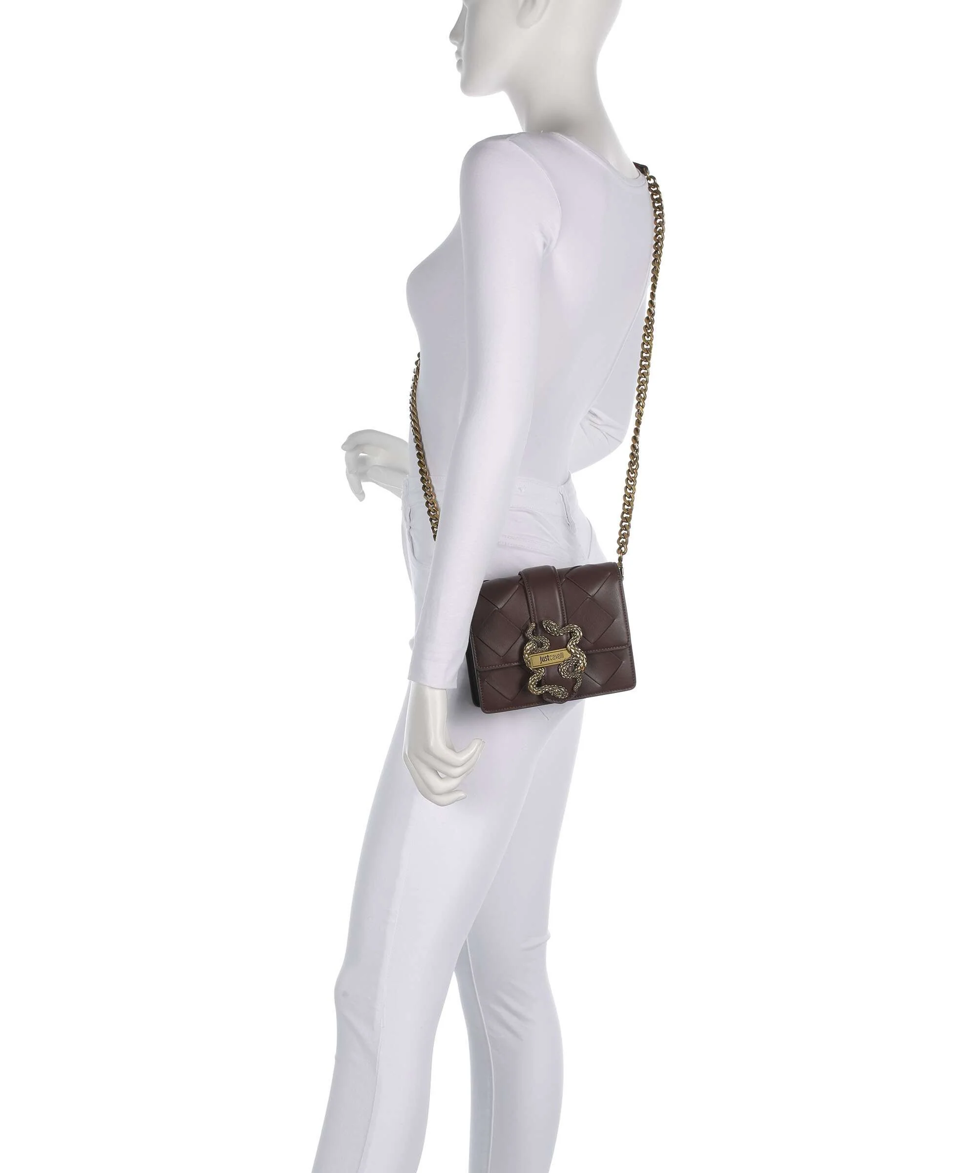 Just Cavalli Iconic Snakes Braided Crossbody bag black coffee - Image 3