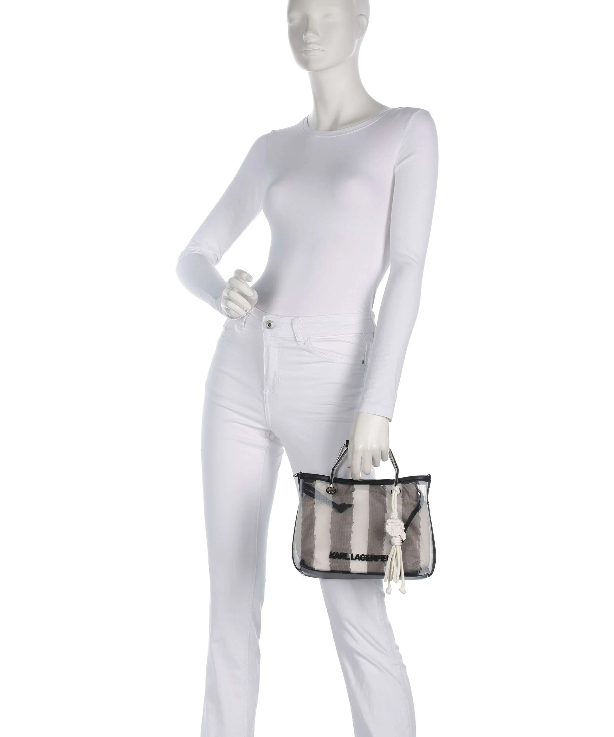 Karl Lagerfeld Ikon Small Handbag black stripes - Image 3