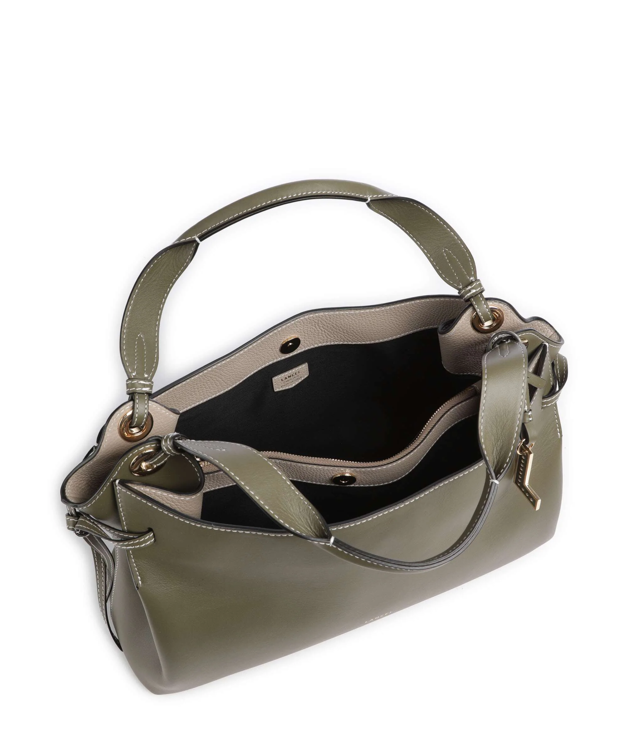 Lancel Swann M Hobo bag dark khaki - Image 5