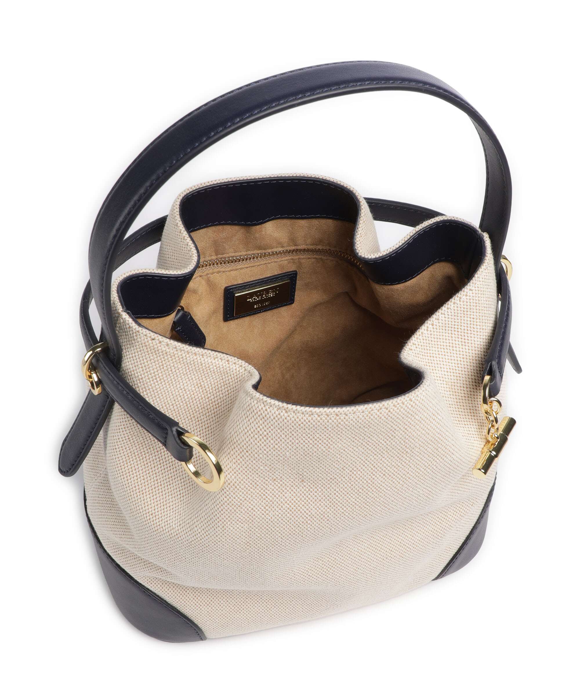 Lauren Ralph Lauren Blaike Medium Bucket bag natural/buff canvas/refined navy - Image 7
