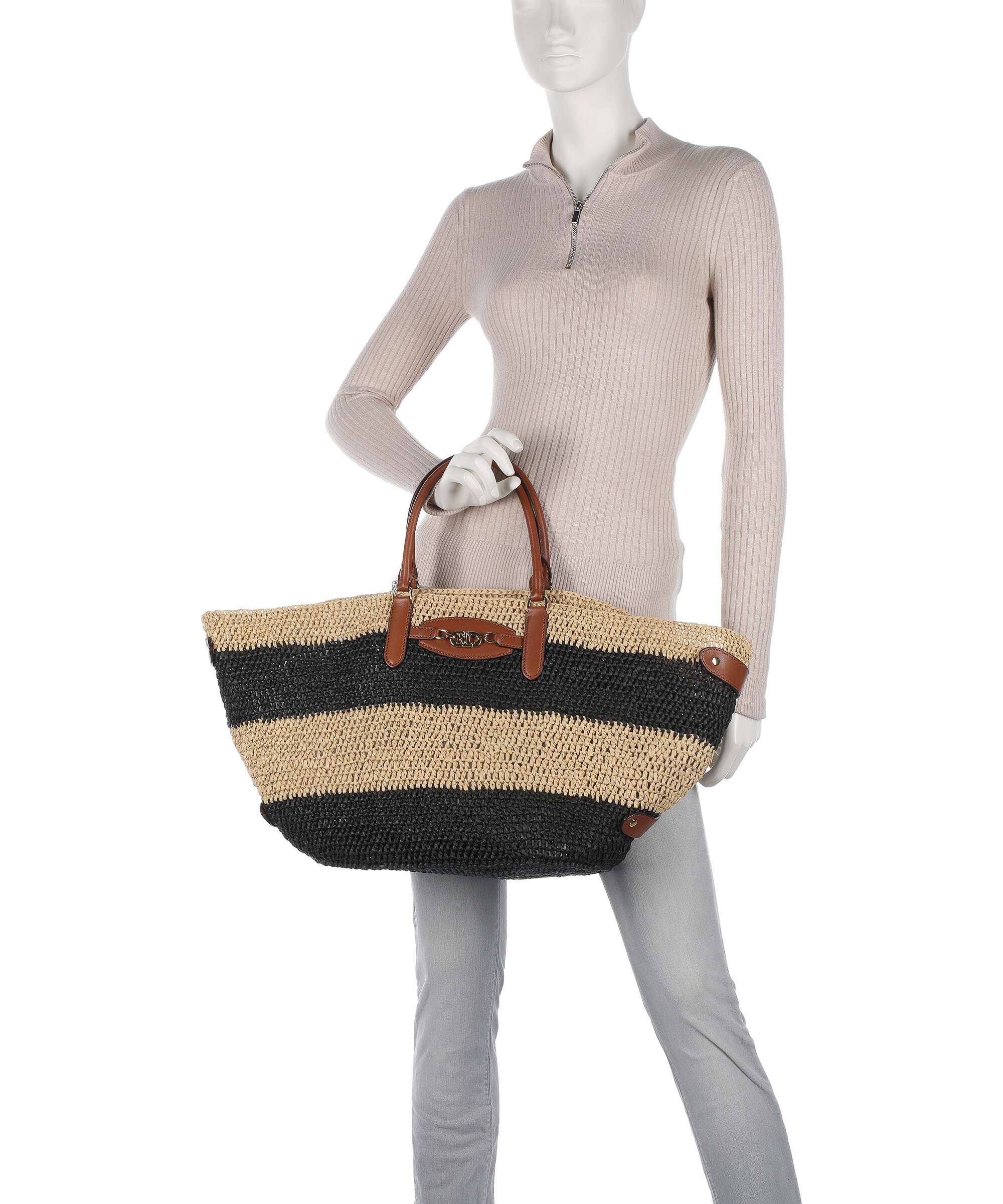 Lauren Ralph Lauren Daphney 40 Straw Handbag natural/black/lauren tan - Image 3