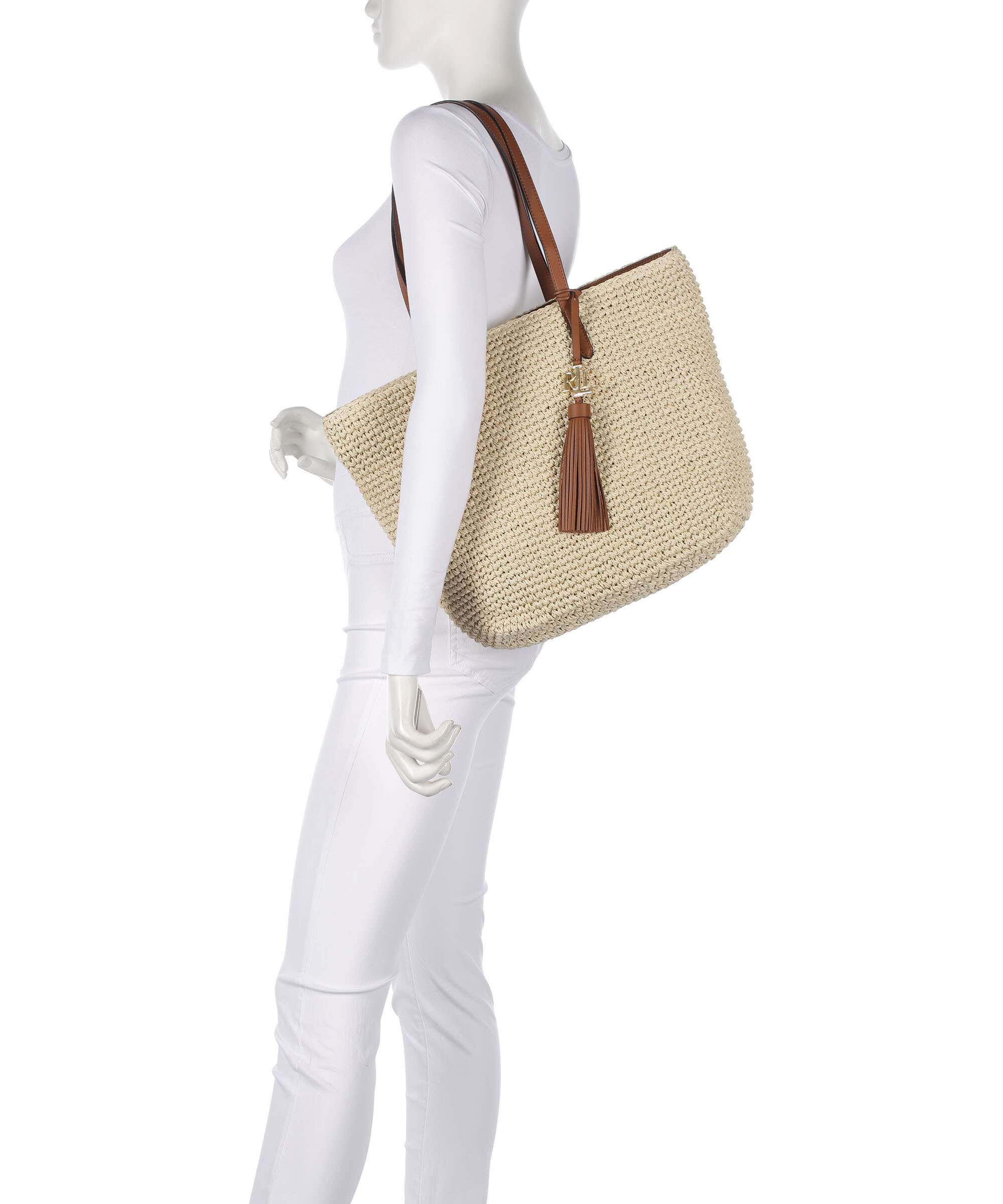 Lauren Ralph Lauren Whitney 29 Straw Tote bag natural/lauren tan - Image 3