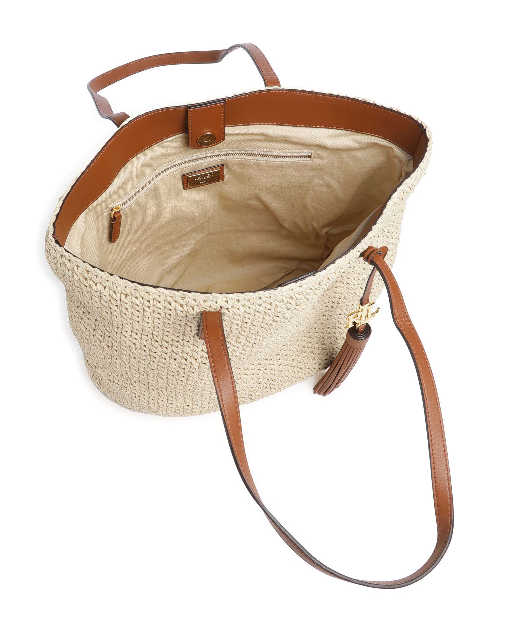 Lauren Ralph Lauren Whitney 29 Straw Tote bag natural/lauren tan - Image 6