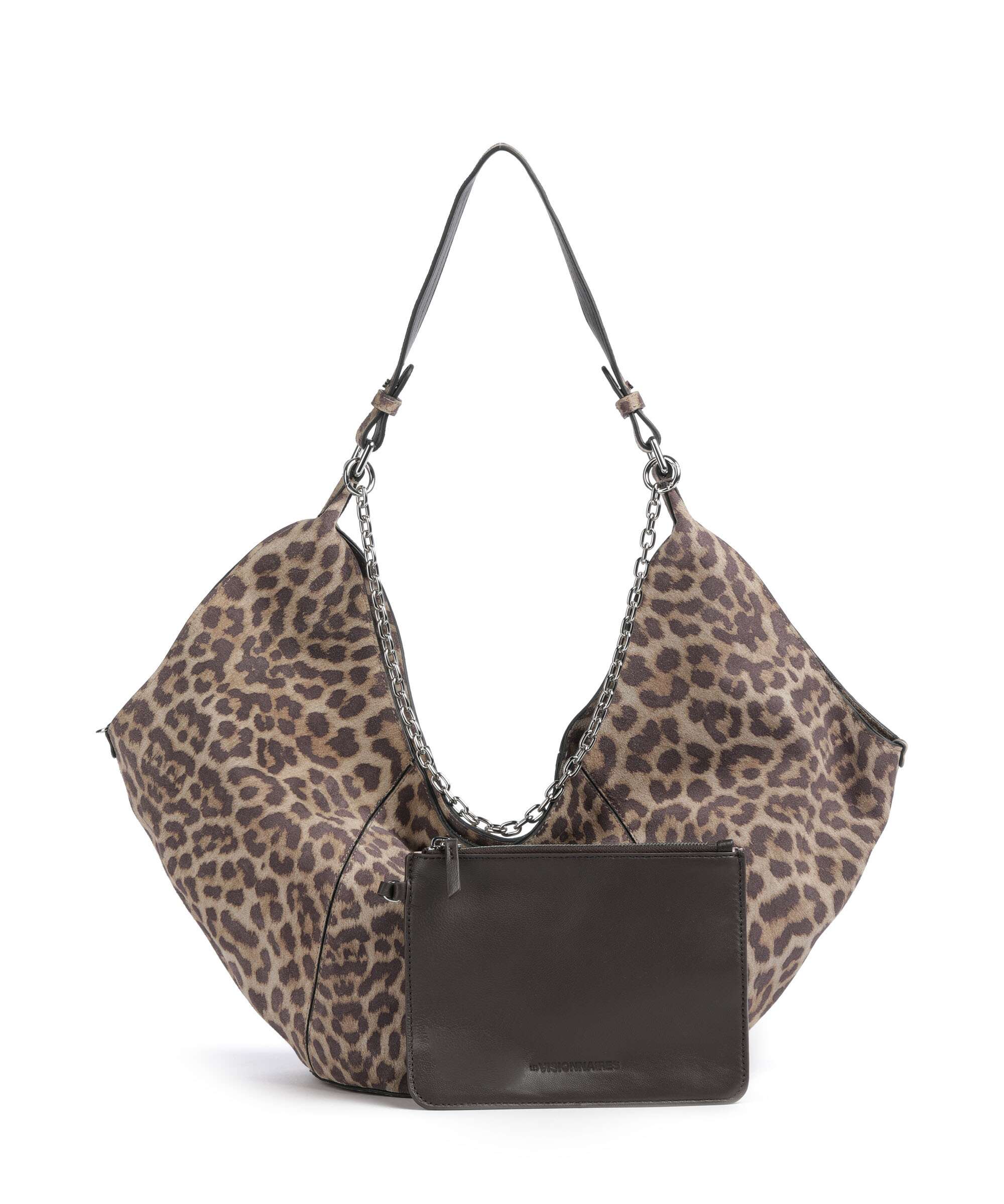 Les Visionnaires Amelie Cozy Chain Hobo bag leo print - Image 4