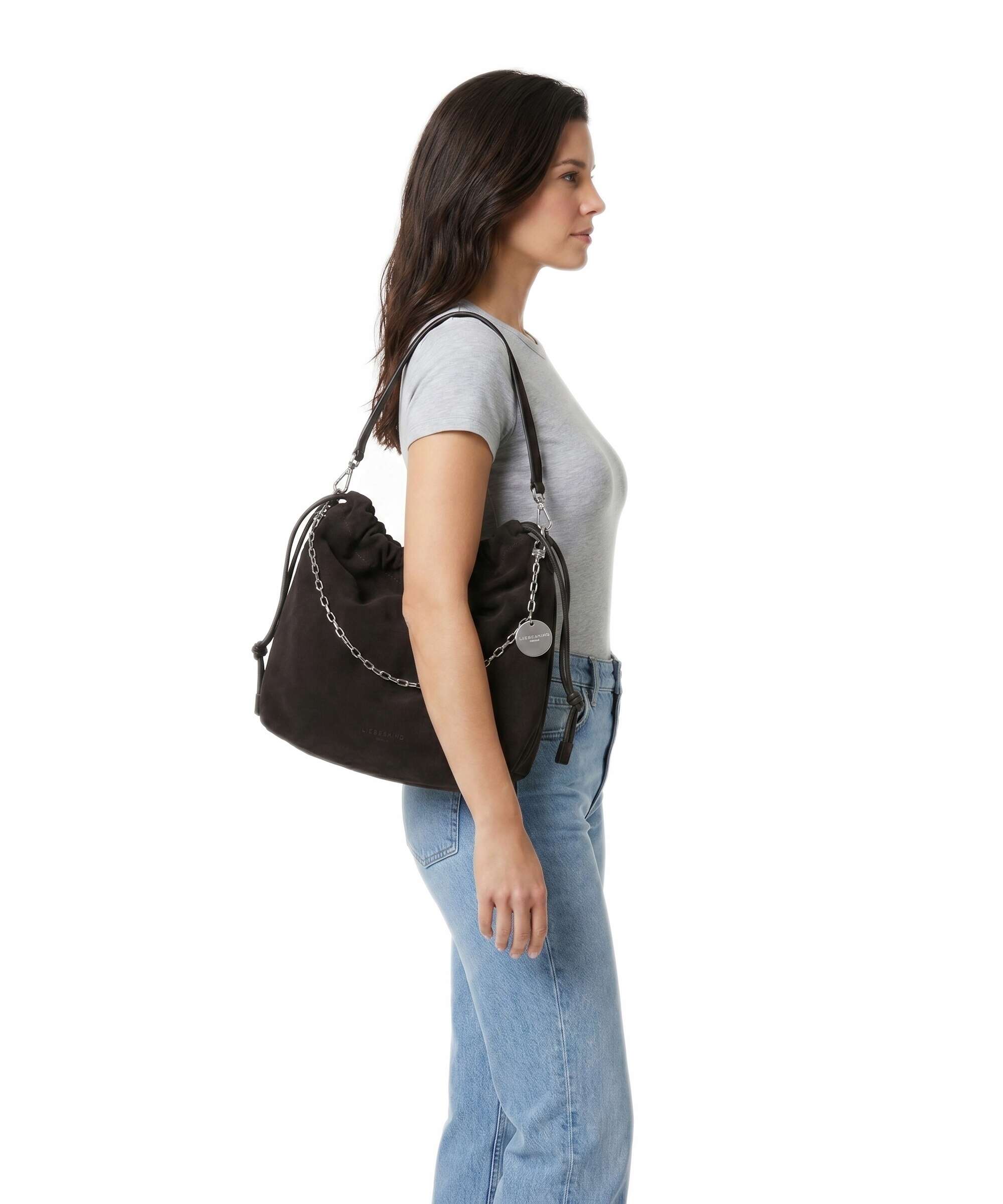 Liebeskind Lya II Hydro Suede M Bucket bag deep soil - Image 3