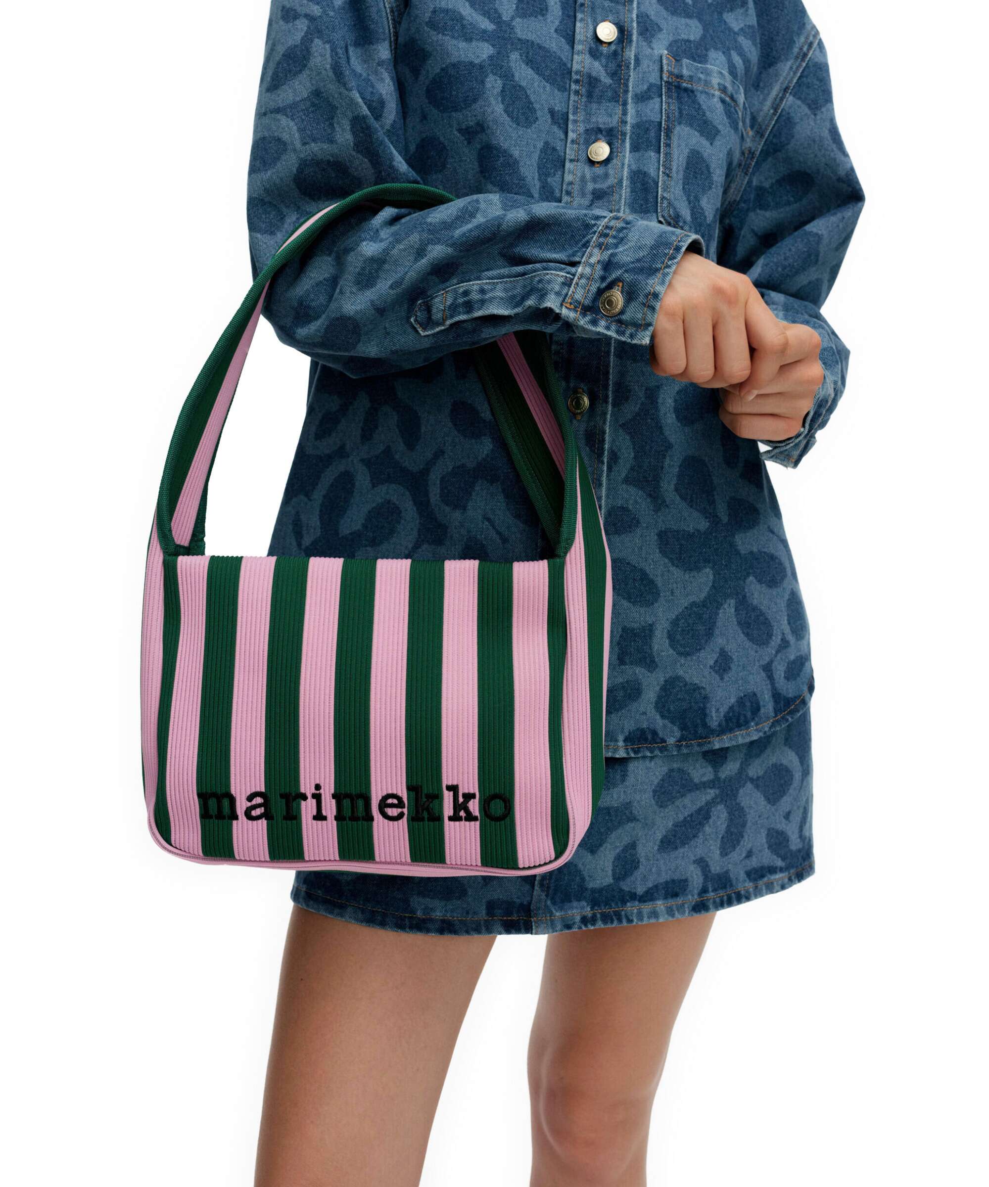 Marimekko Knitted Merirosvo Shoulder bag pink/dark green - Image 3