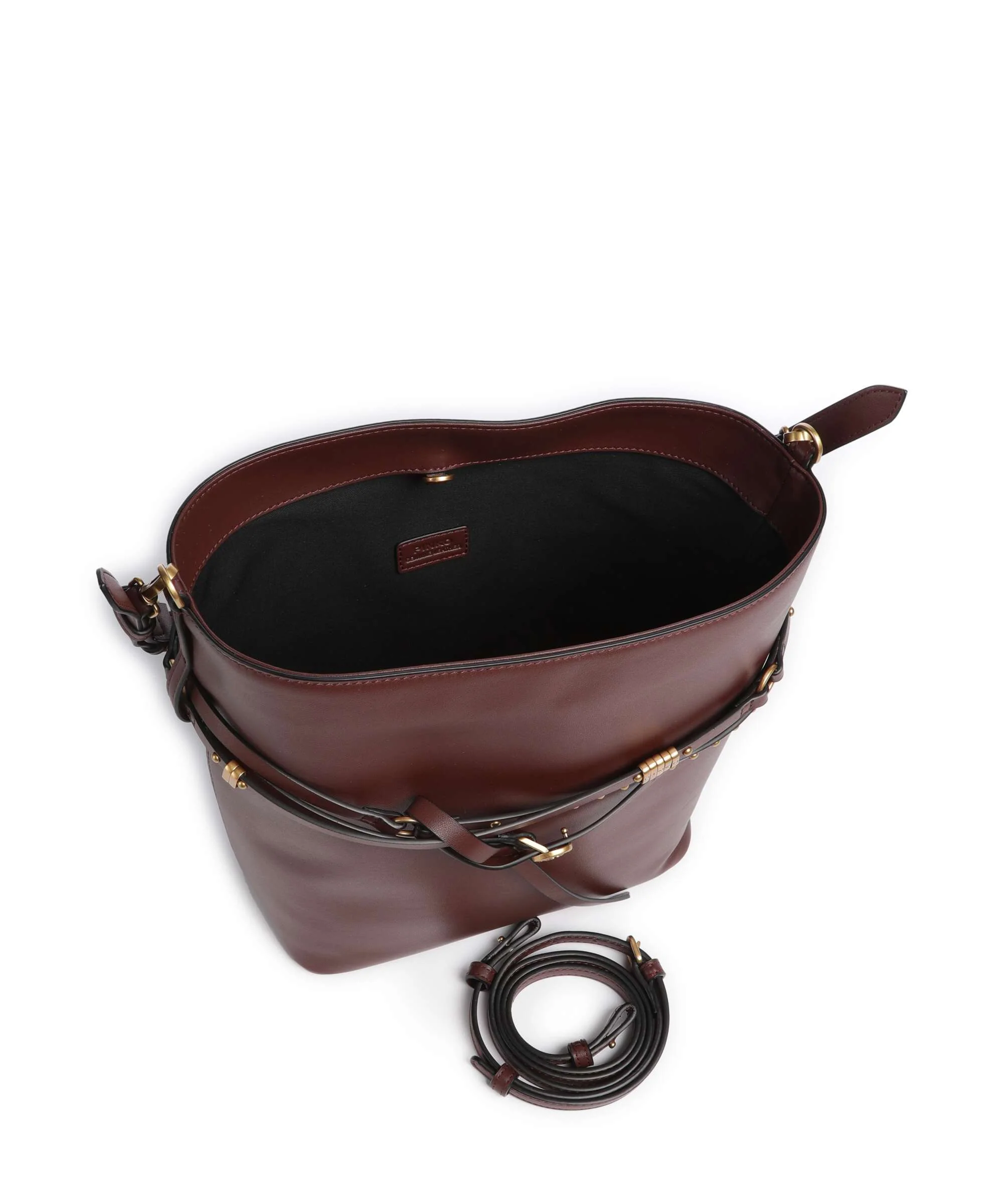 Pinko Belt Classic Bucket bag burgundy wine/antique gold - Image 6