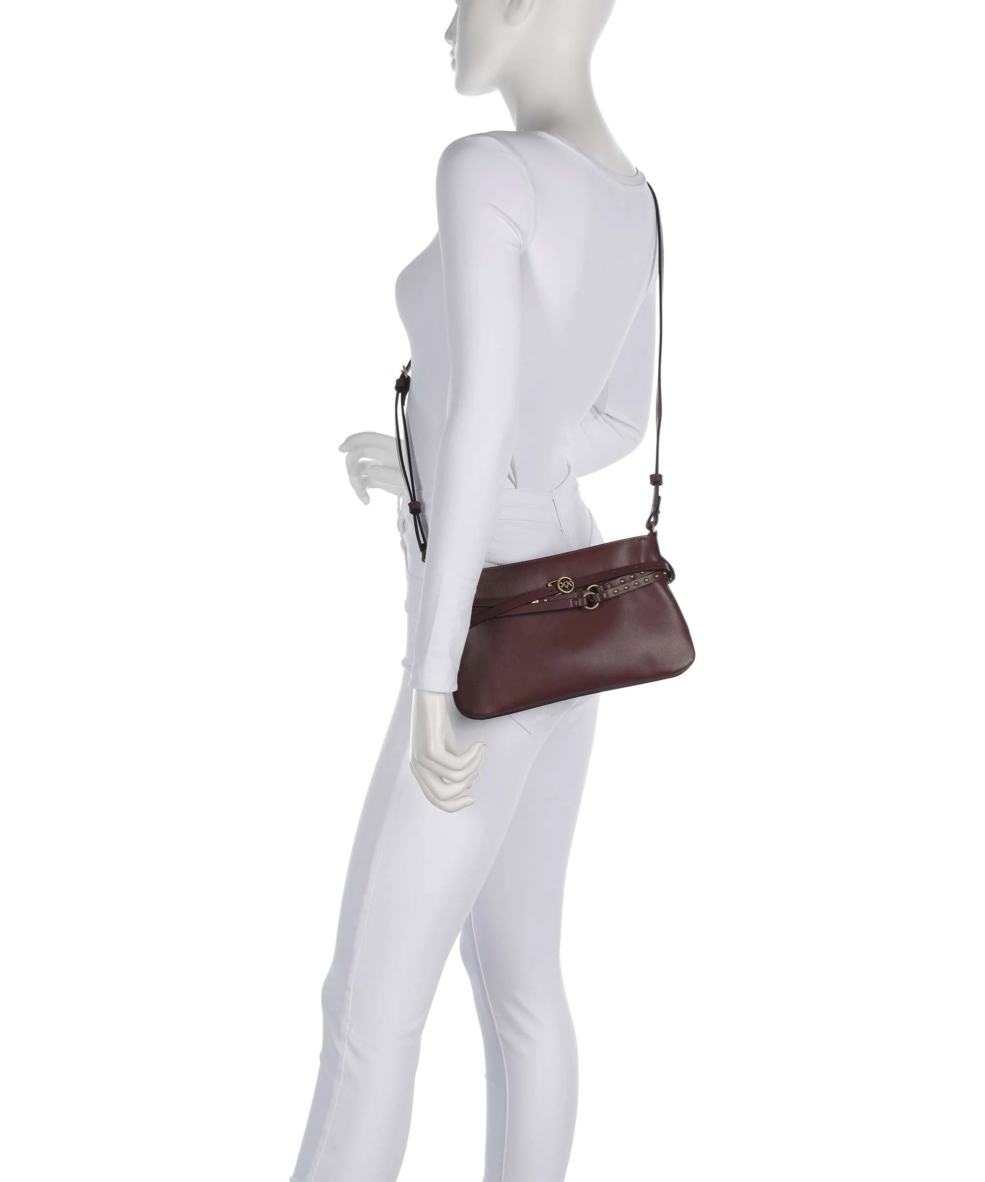 Pinko Belt Mini Shoulder bag burgundy wine/antique gold - Image 4