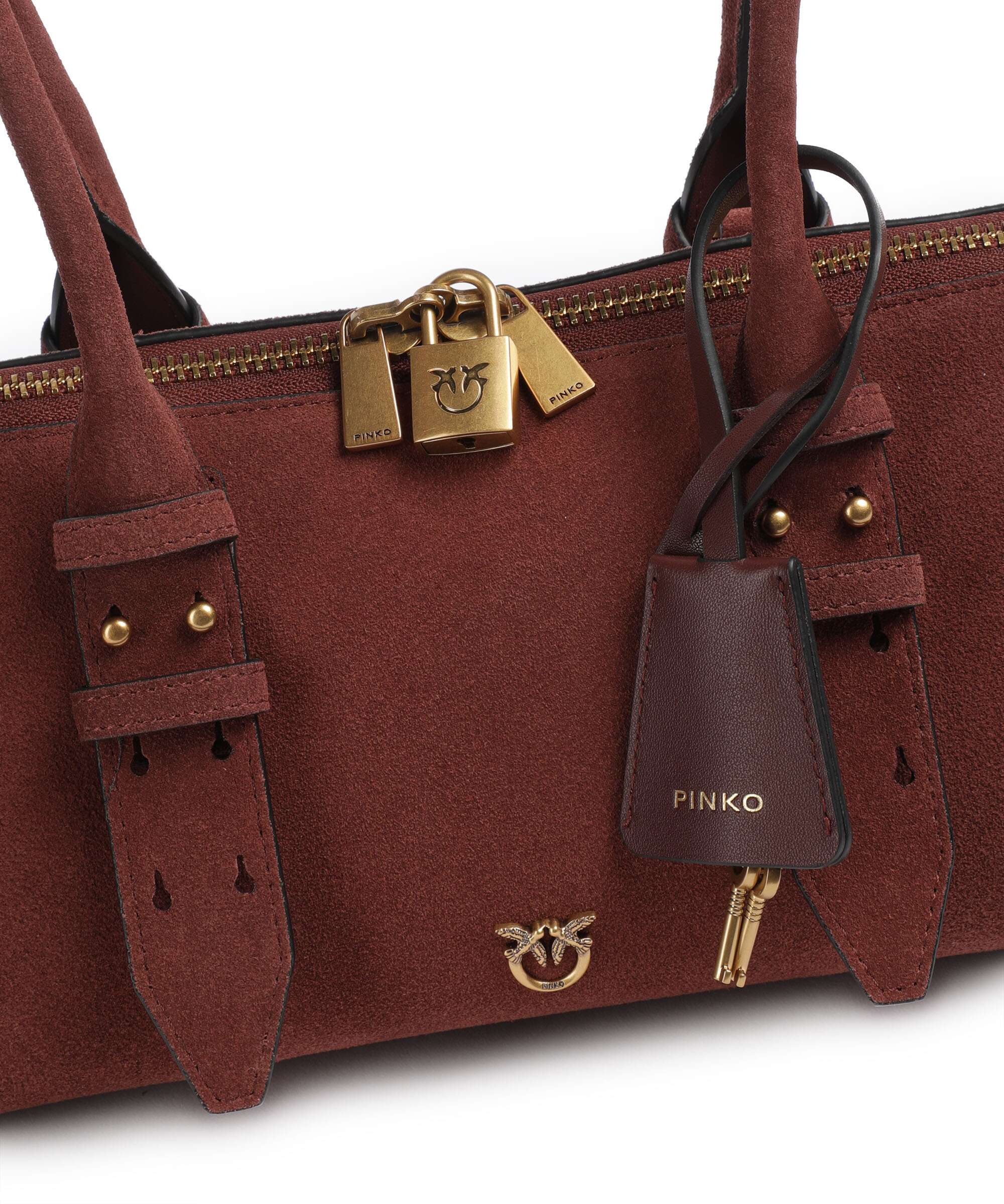 Pinko Bowling Horizontal Big Shoulder bag burgundy wine/antique gold - Image 4
