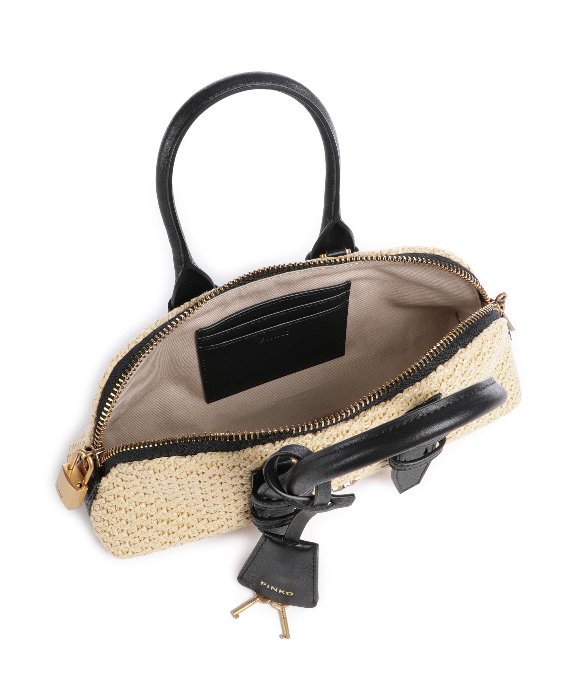 Pinko Bowling Horizontal Handbag rafia/nero/antique gold - Image 6