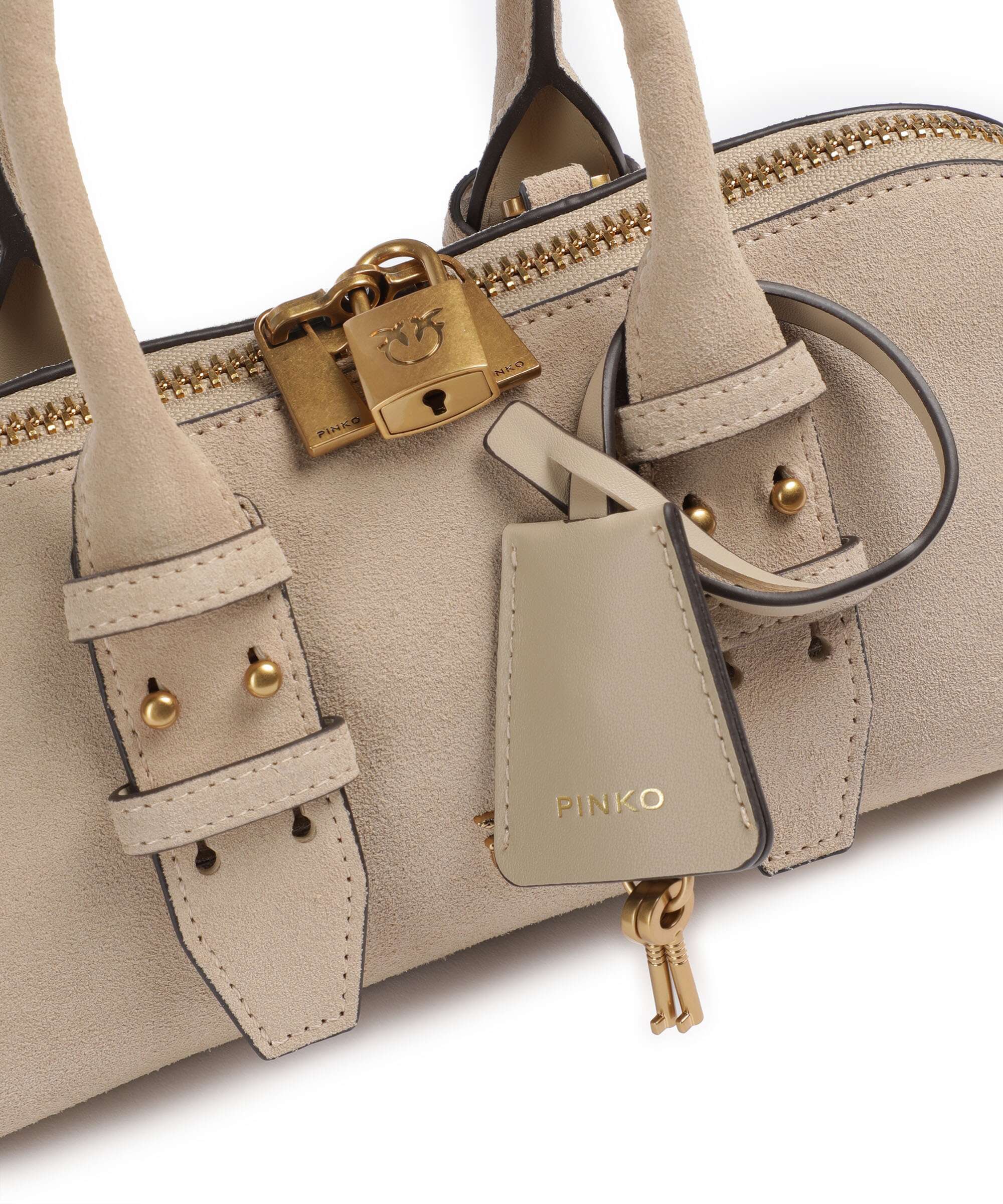 Pinko Bowling Horizontal Handbag beige/grigio fumo/antique gold - Image 4