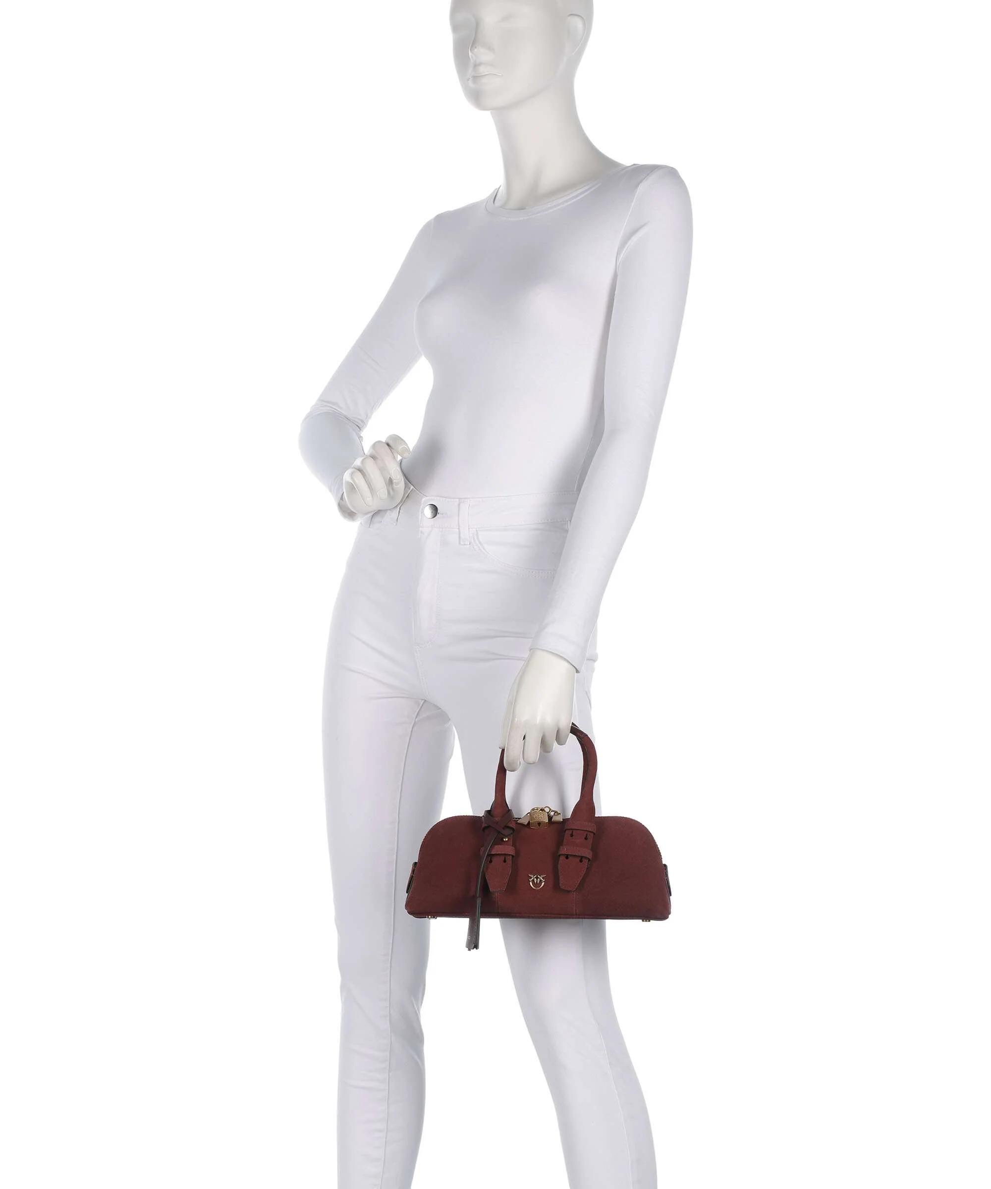 Pinko Bowling Horizontal Handbag rosso vino/antique gold - Image 3