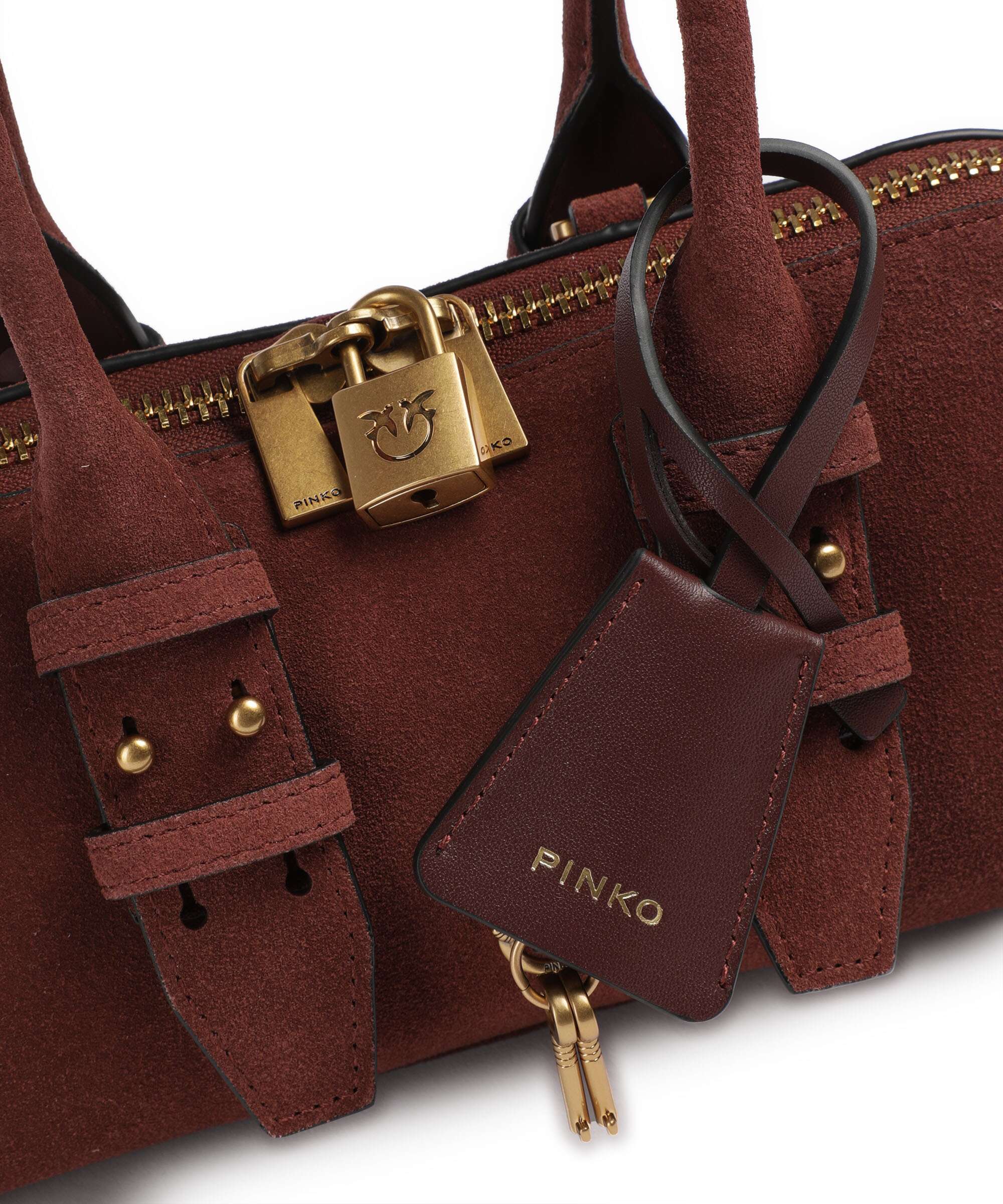 Pinko Bowling Horizontal Handbag rosso vino/antique gold - Image 4