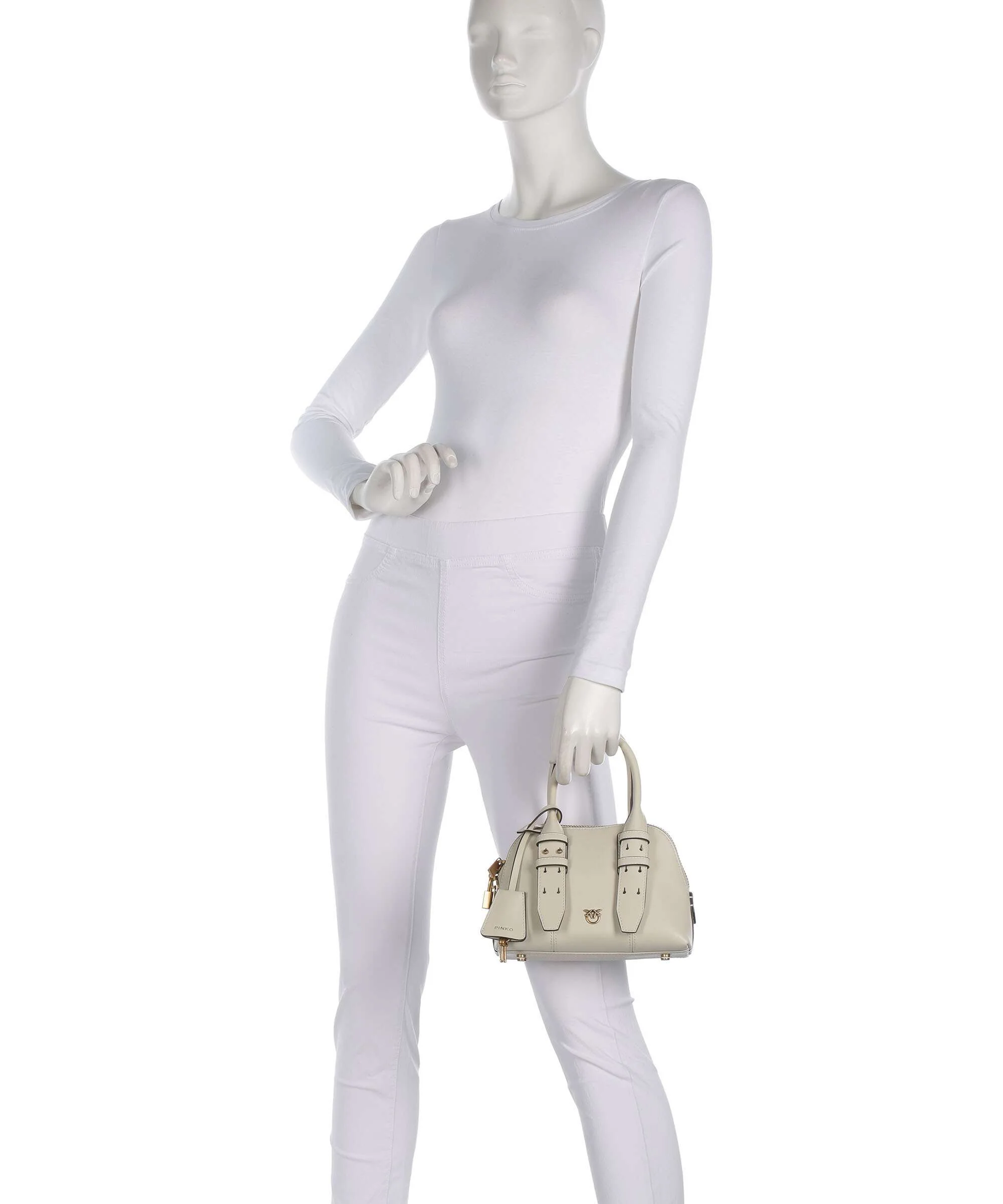 Pinko Bowling Mini Handbag bianco seta/antique gold - Image 4