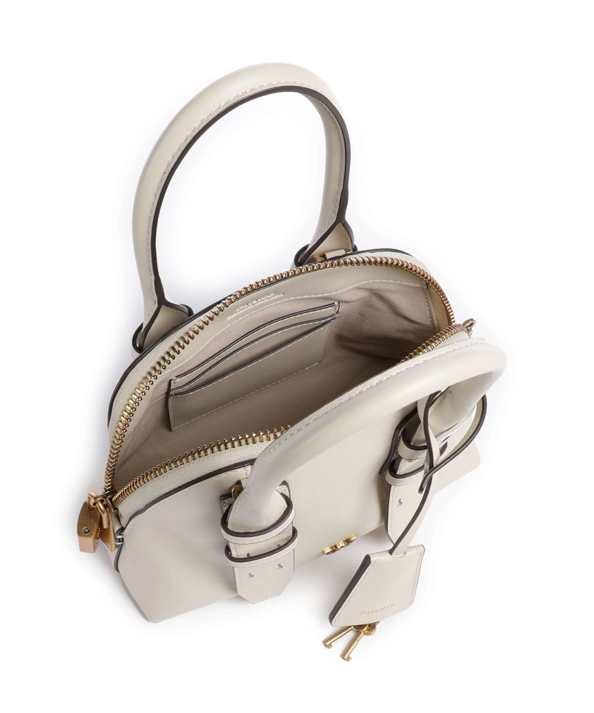 Pinko Bowling Mini Handbag bianco seta/antique gold - Image 7