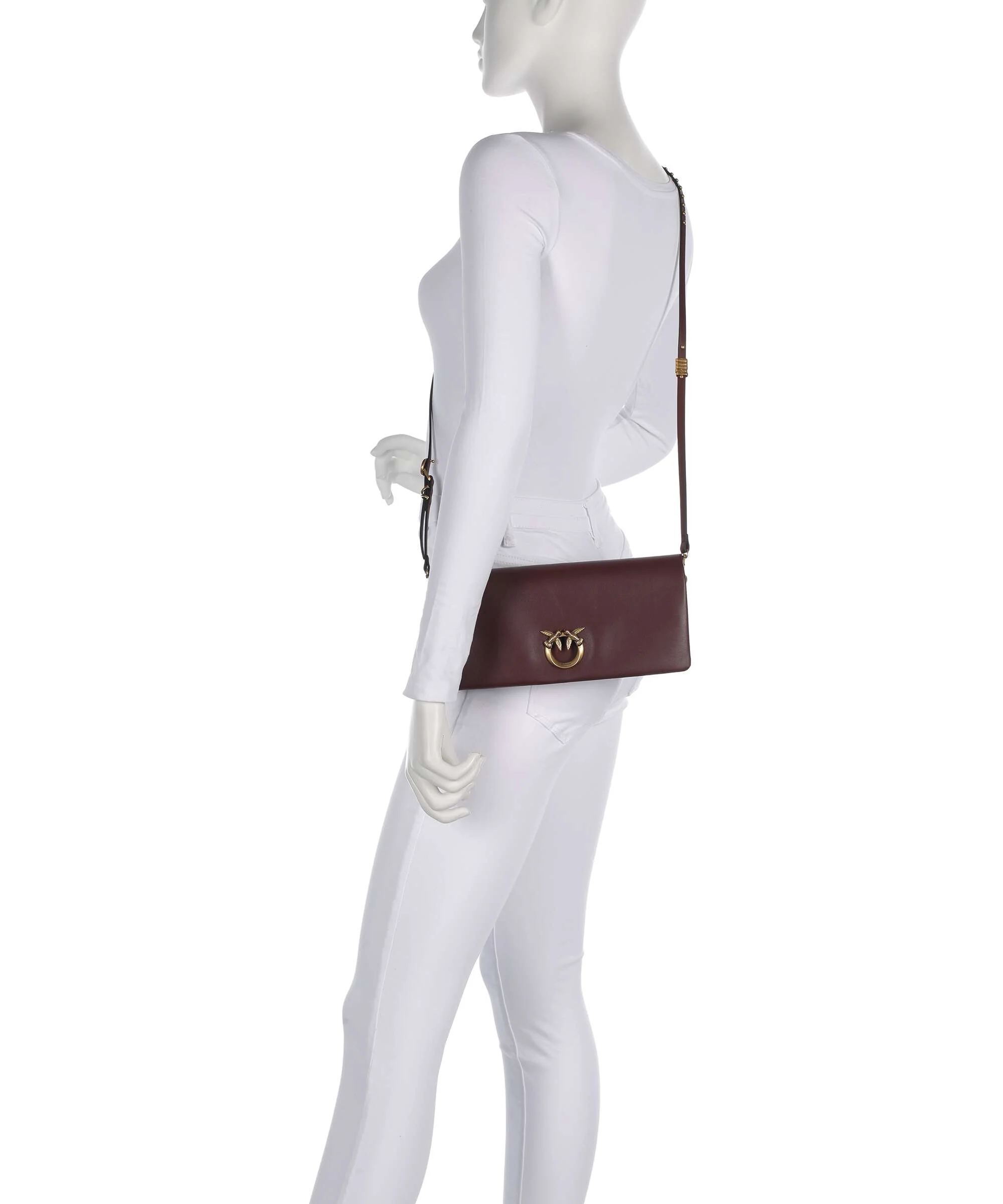 Pinko Click Soft Classic Crossbody bag burgundy wine/antique gold - Image 3