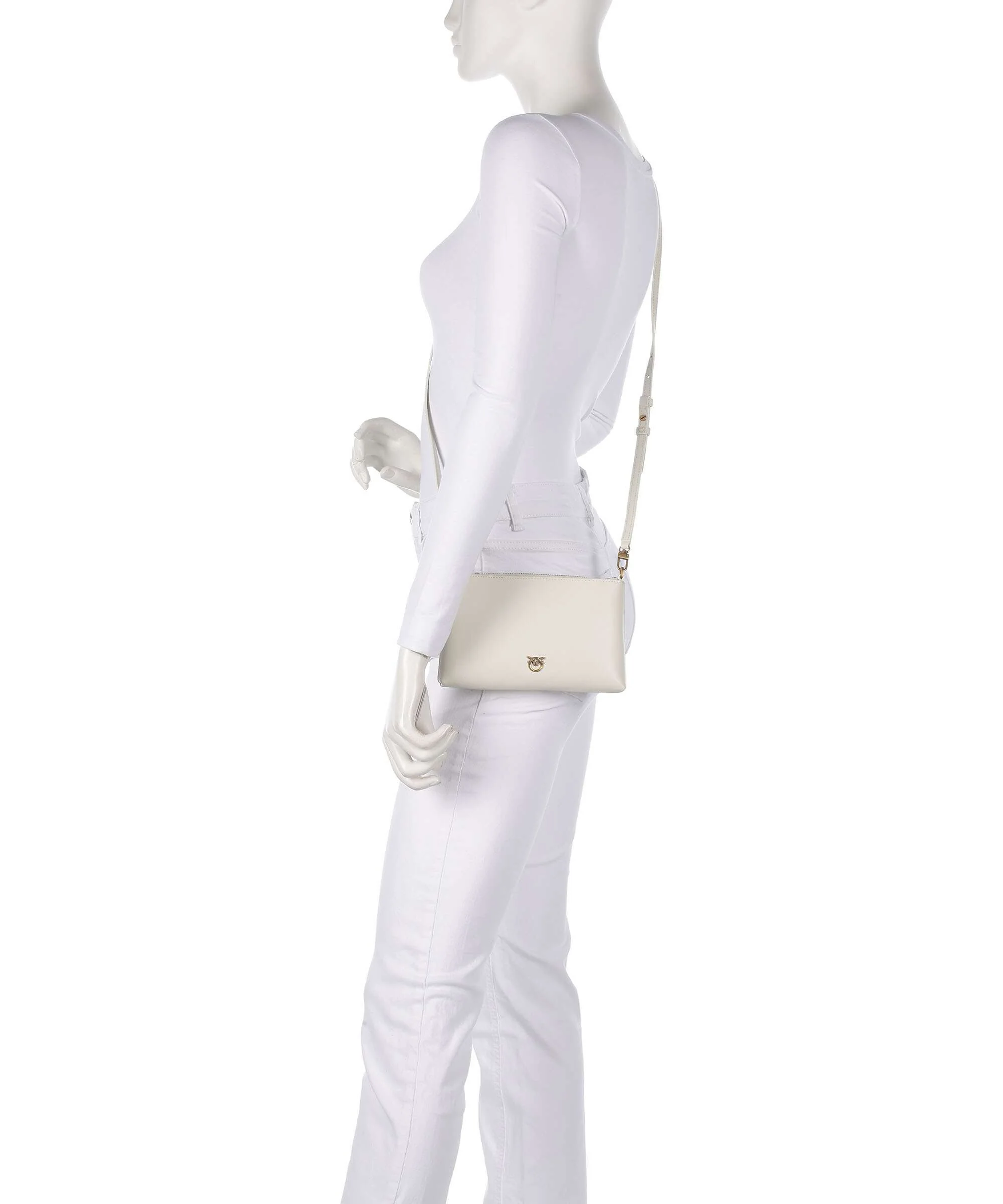 Pinko Flat Mini Crossbody bag bianco seta/antique gold - Image 3