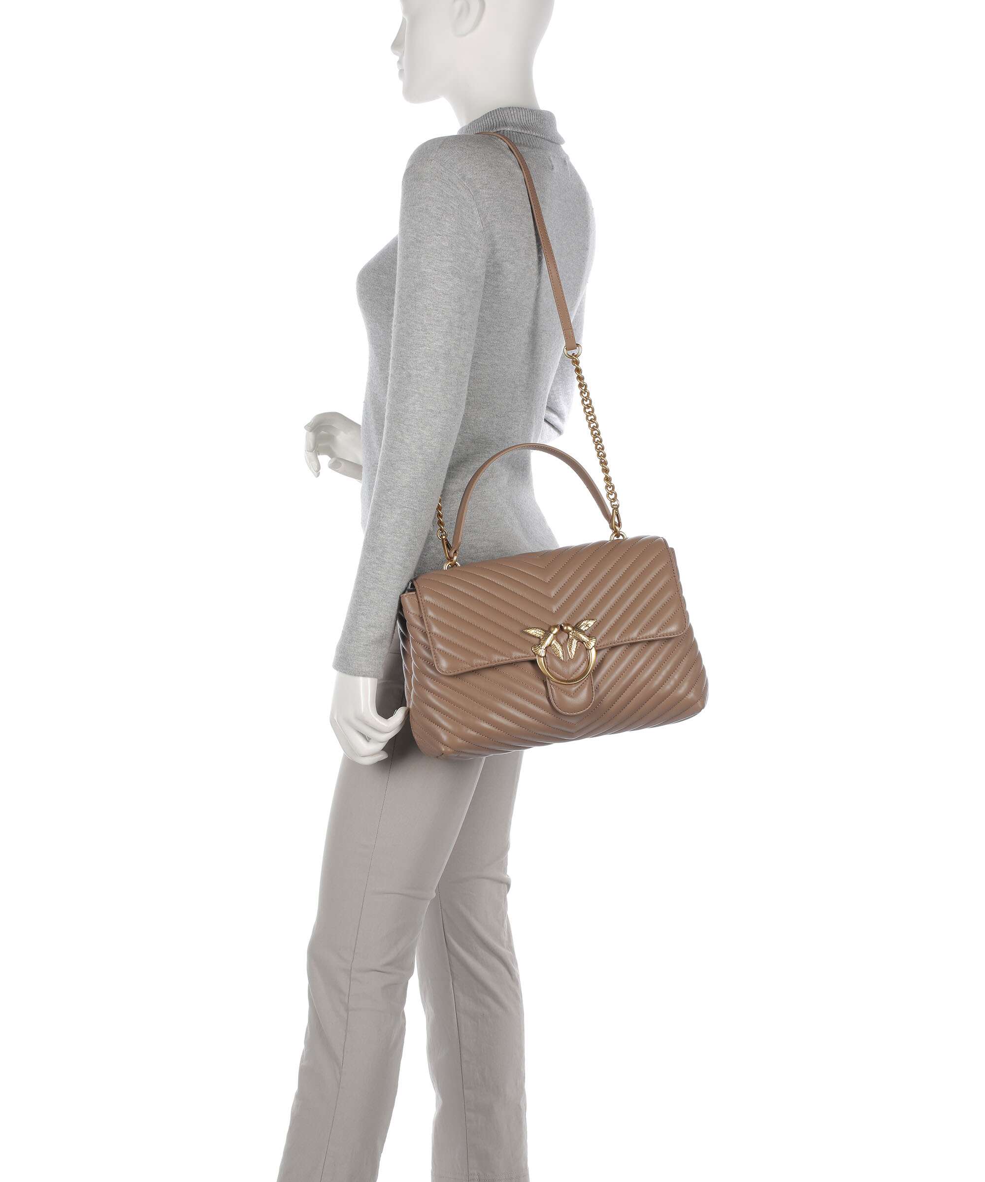 Pinko Love Lady Puff Big Handbag biscotto zenzero - Image 4