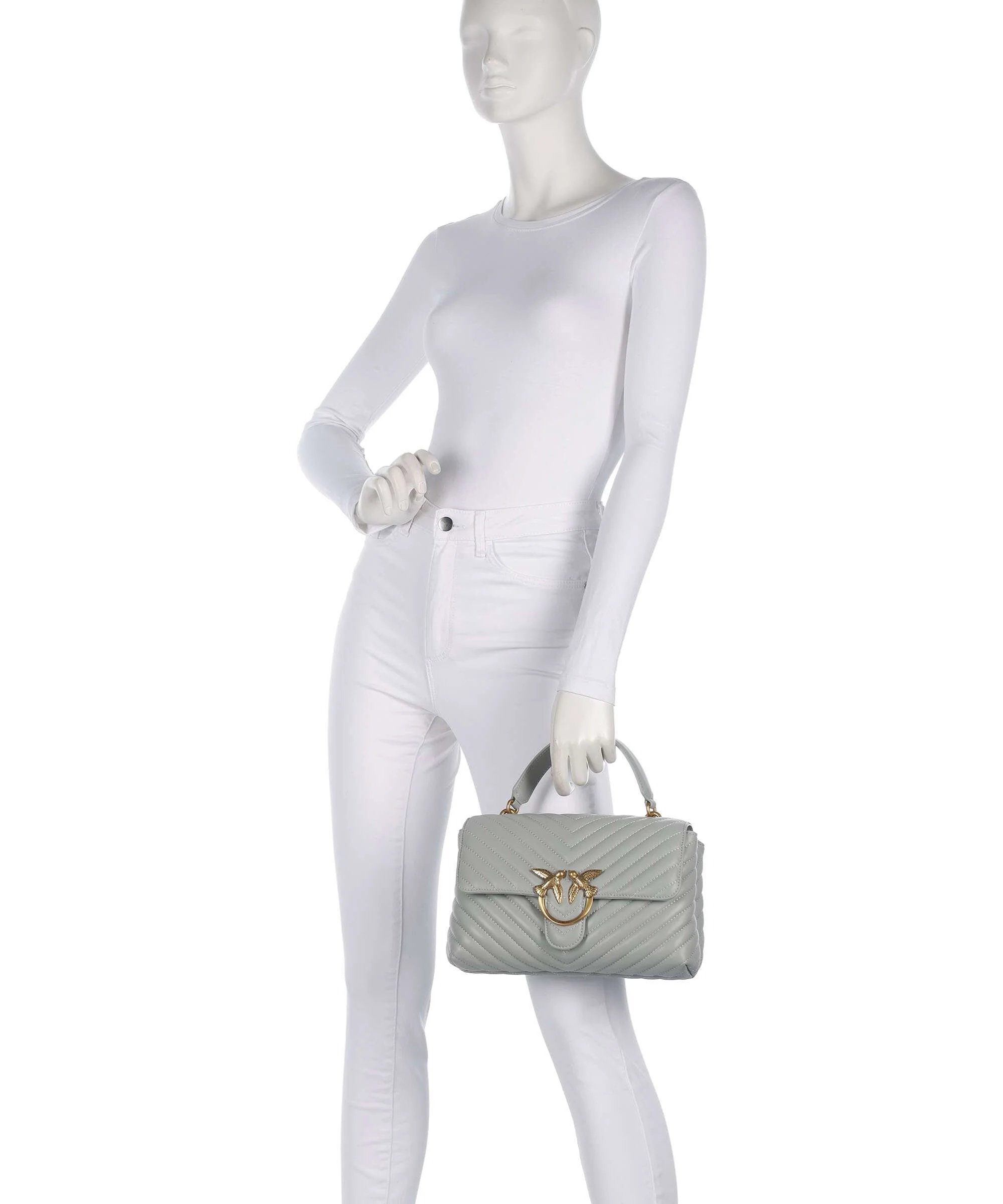 Pinko Love Lady Puff Classic Handbag grigio perla/antique gold - Image 3