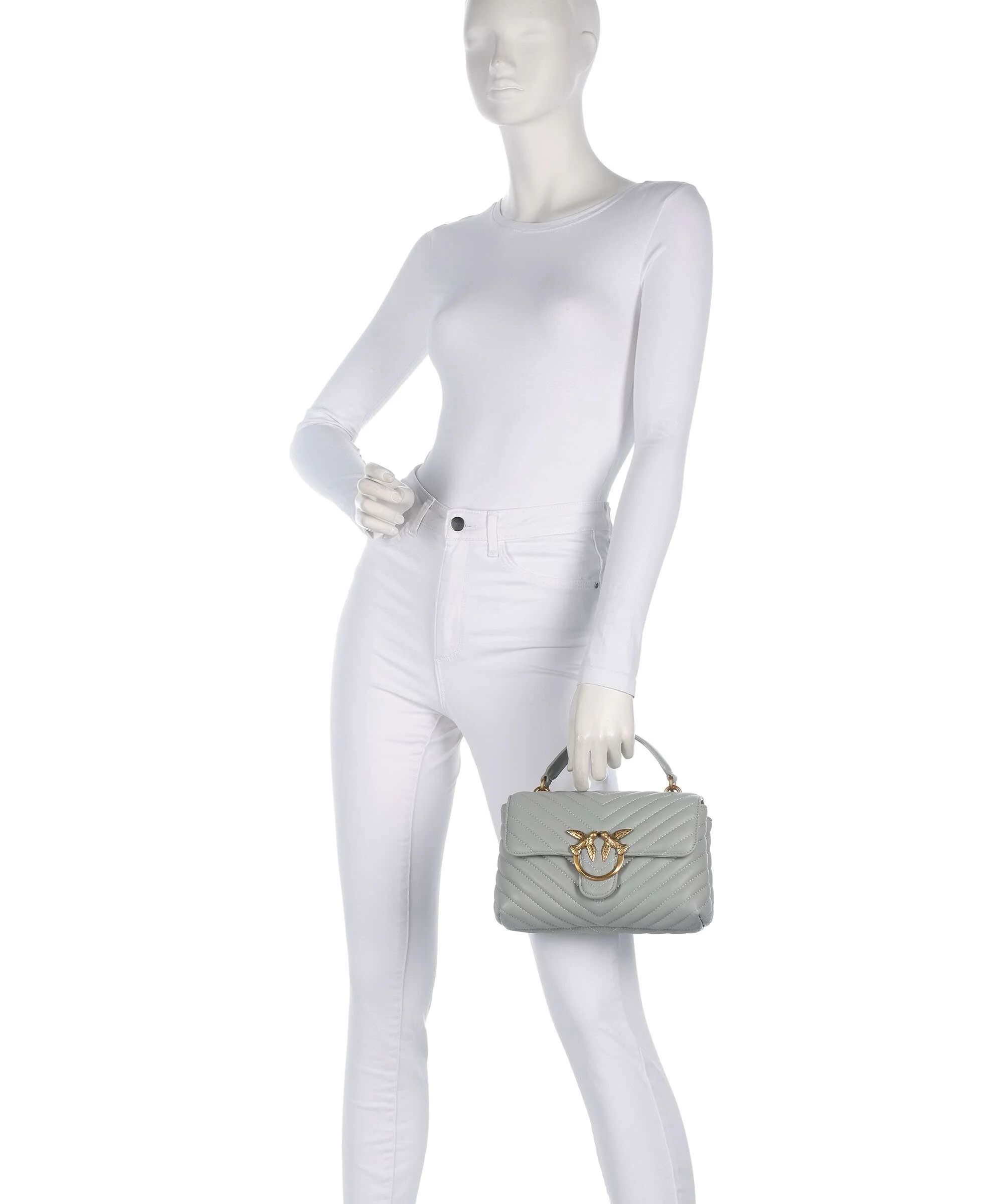 Pinko Love Lady Puff Mini Handbag grigio perla/antique gold - Image 3
