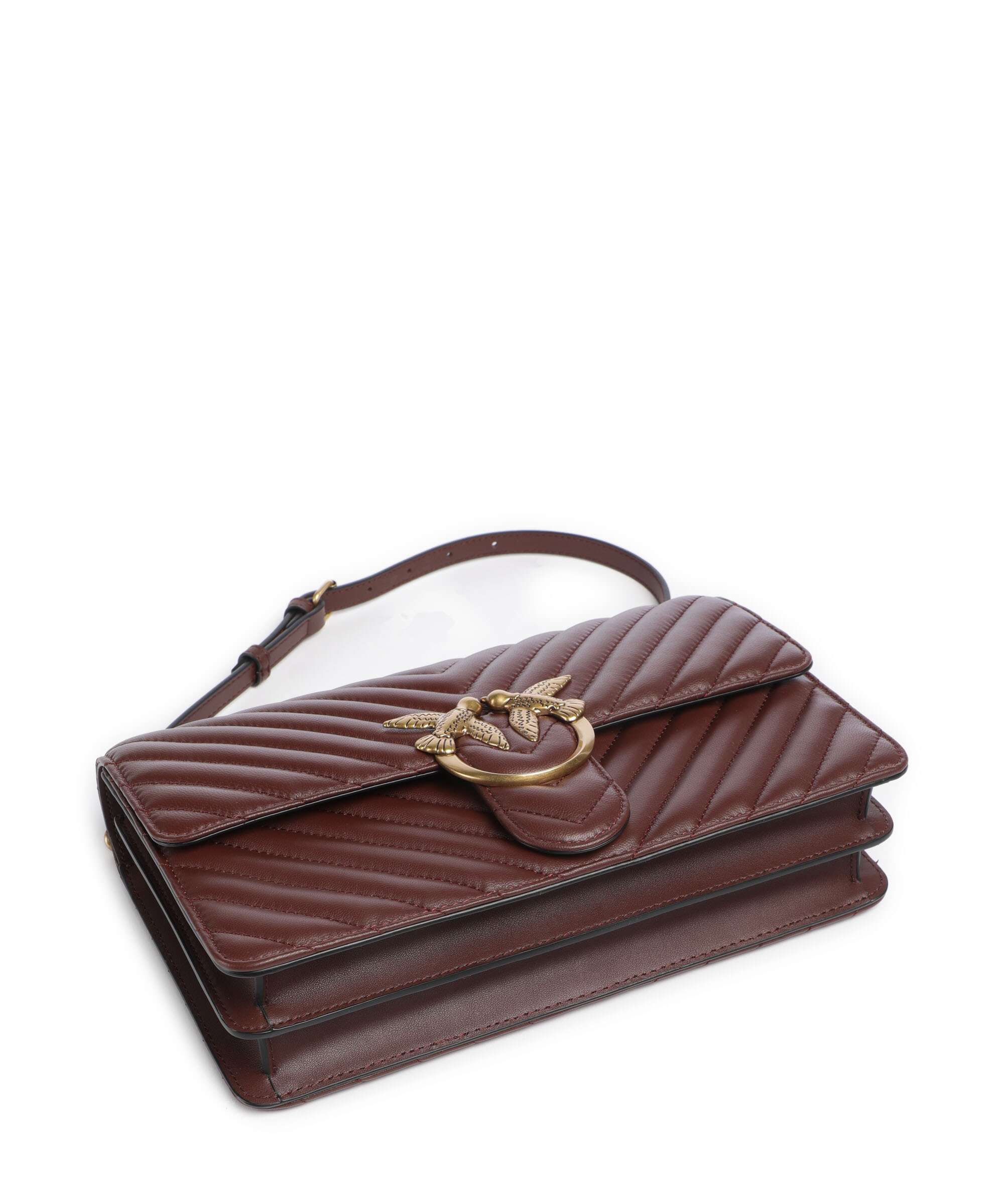 Pinko Love One Classic Shoulder bag rosso vino/antique gold - Image 6