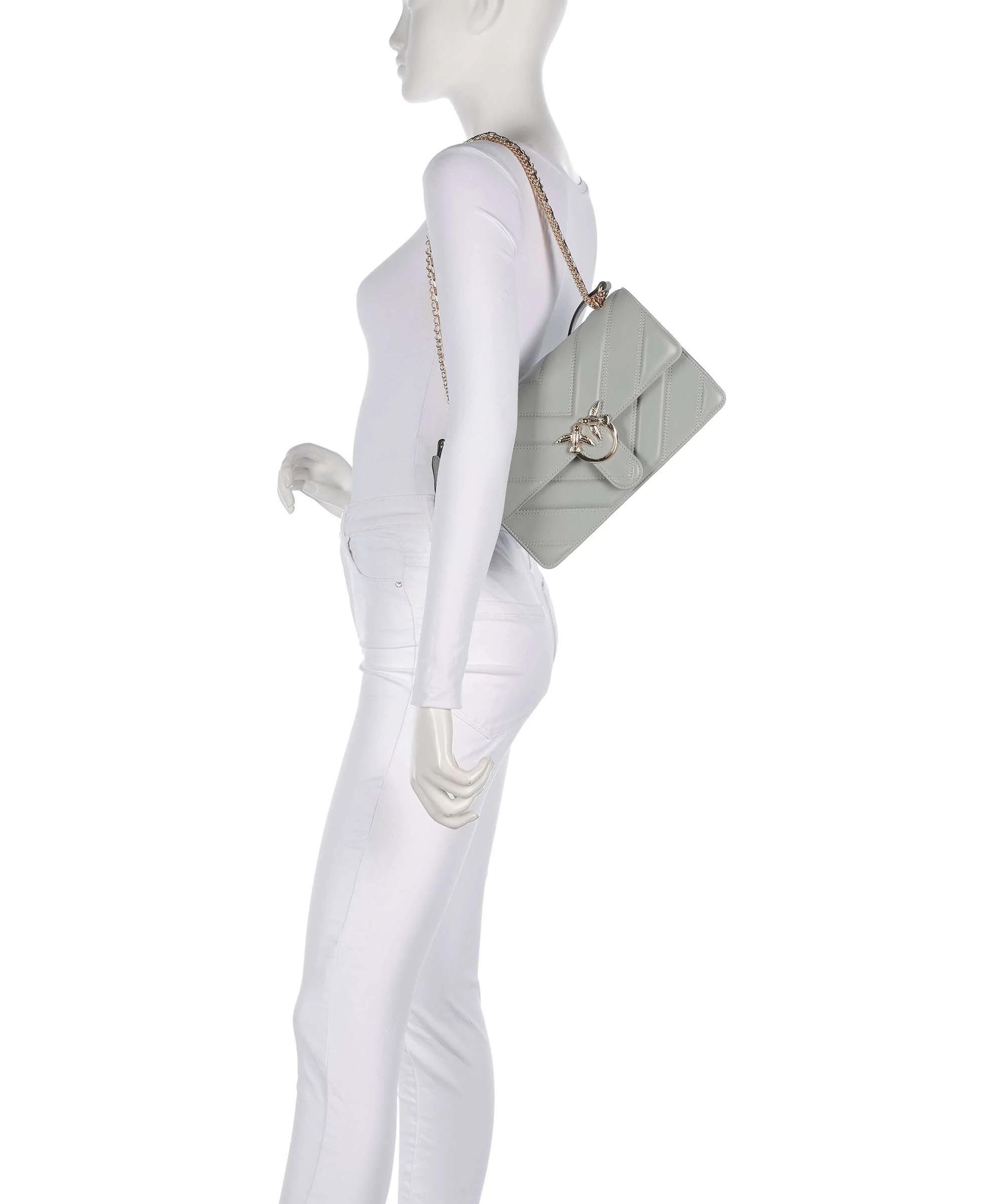 Pinko Love One Classic Shoulder bag grigio perla/gold mordore - Image 3