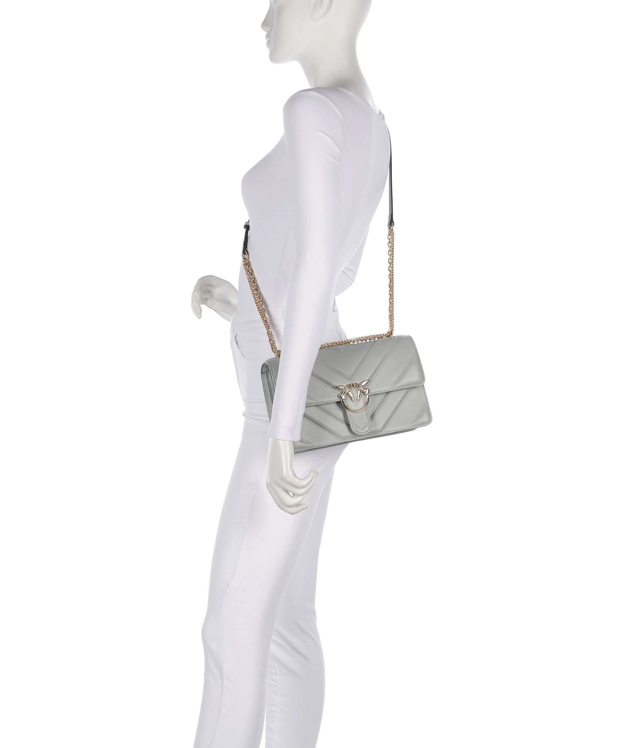 Pinko Love One Classic Shoulder bag grigio perla/gold mordore - Image 4