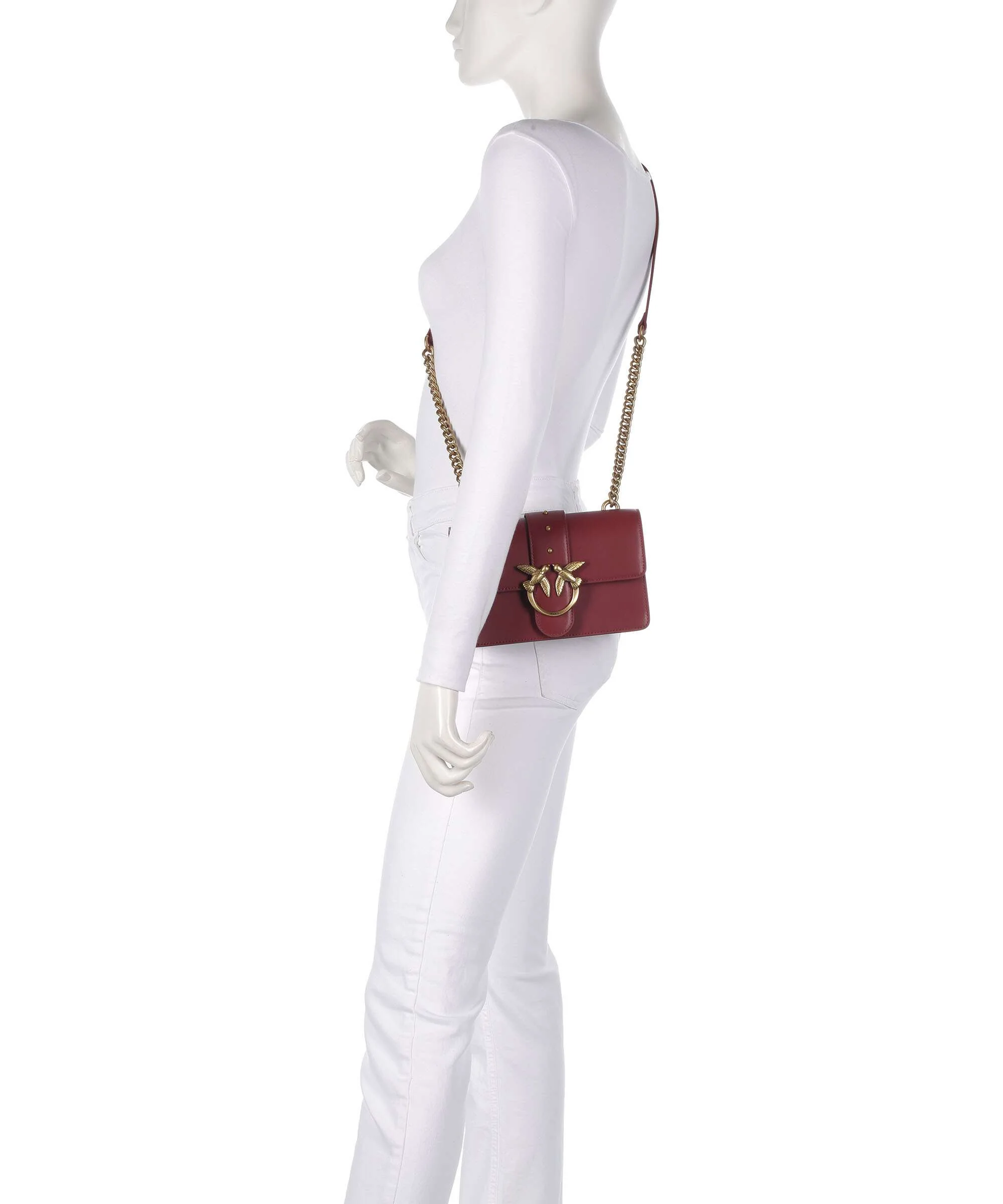 Pinko Love One Mini Crossbody bag bordeaux merlot/antique gold - Image 3