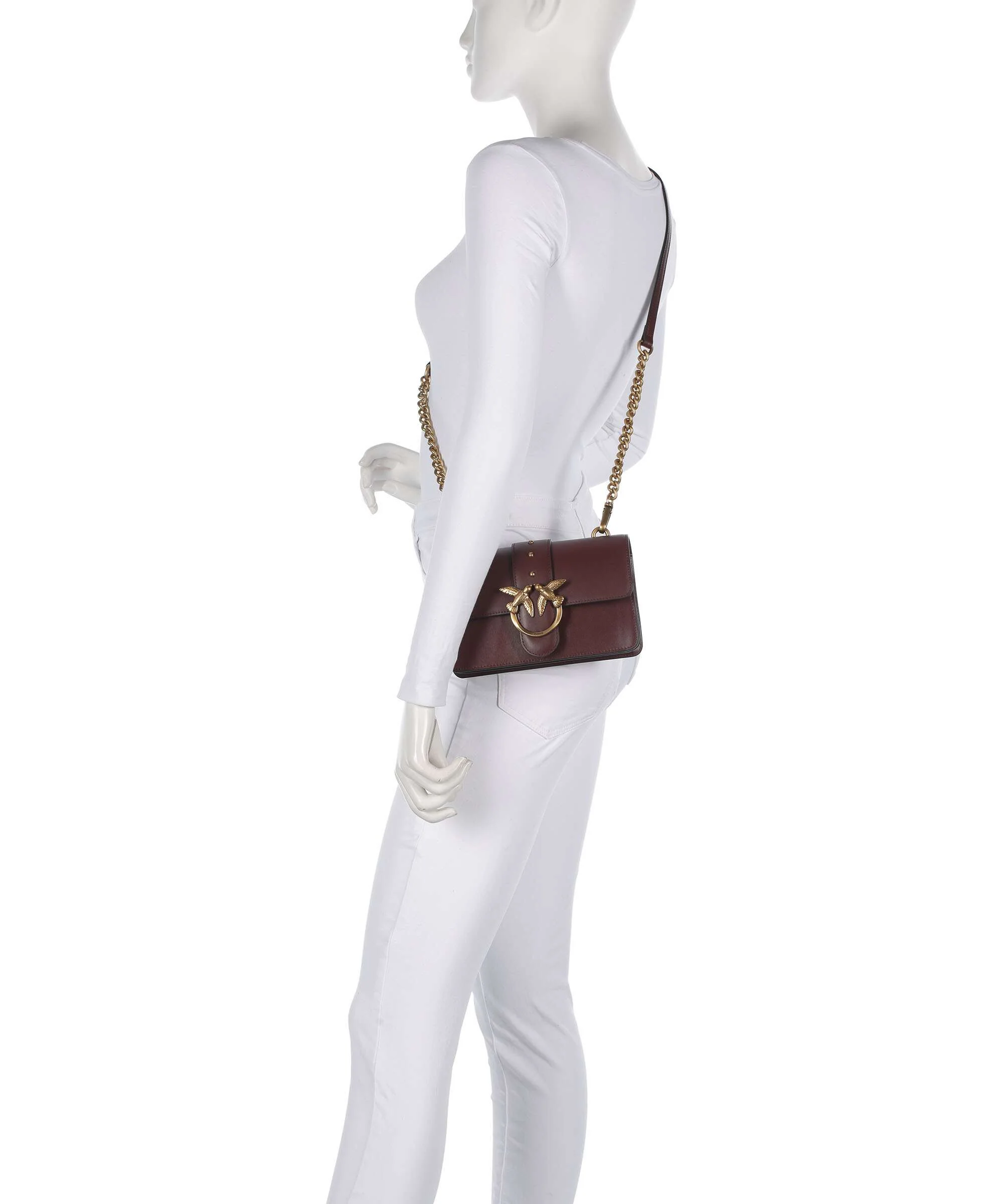 Pinko Love One Mini Crossbody bag burgundy wine/antique gold - Image 3