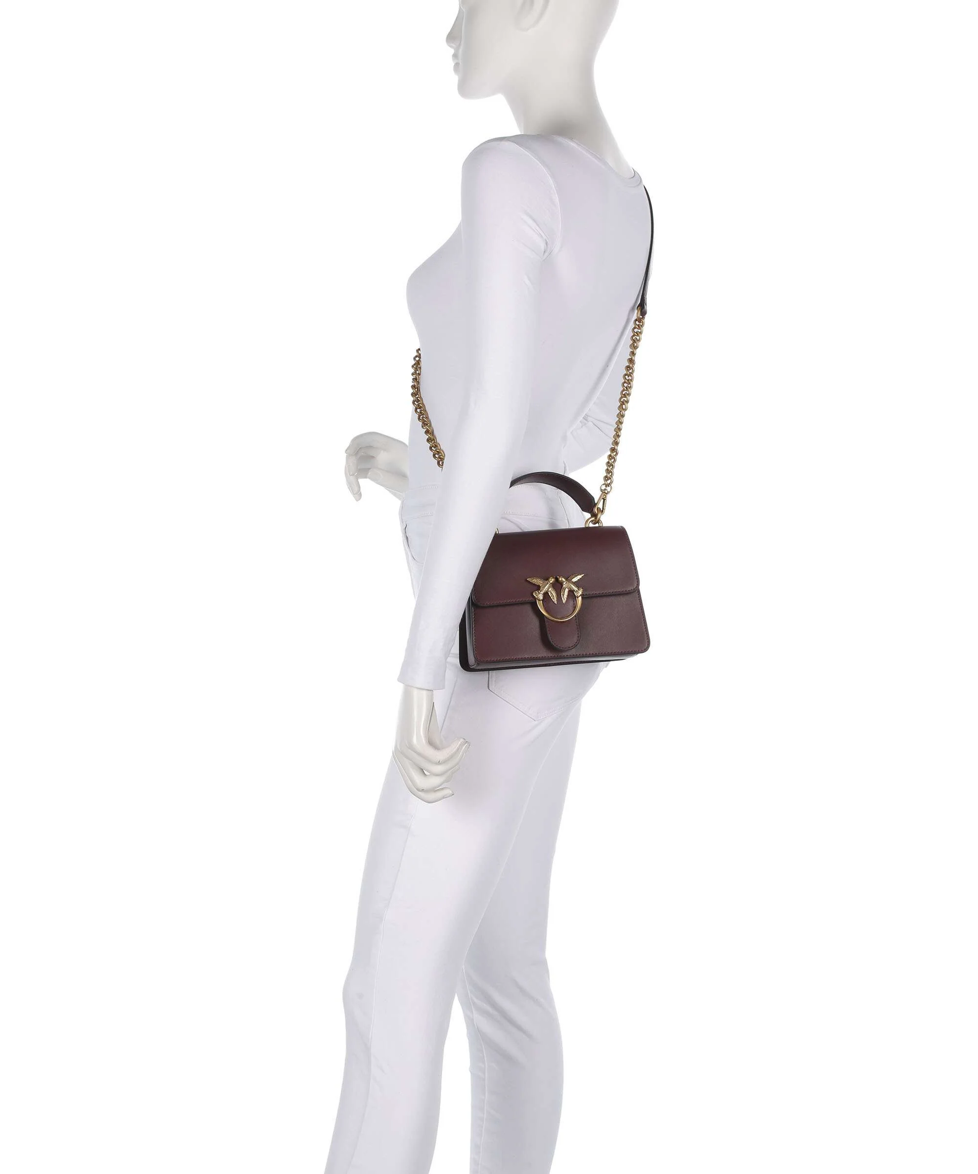 Pinko Love One Mini Handbag burgundy wine/antique gold - Image 3