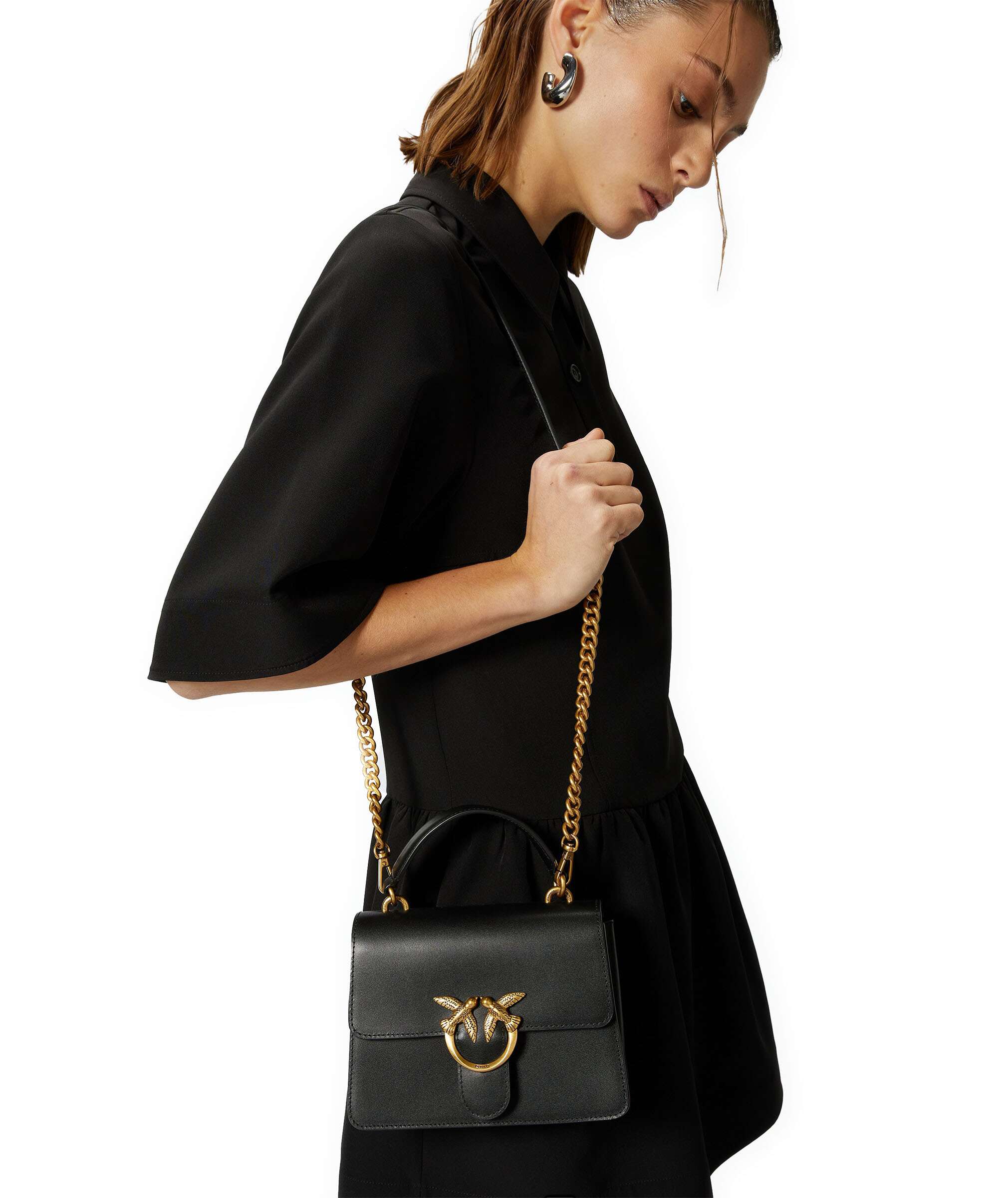 Pinko Love One Mini Handbag nero/antique gold - Image 4