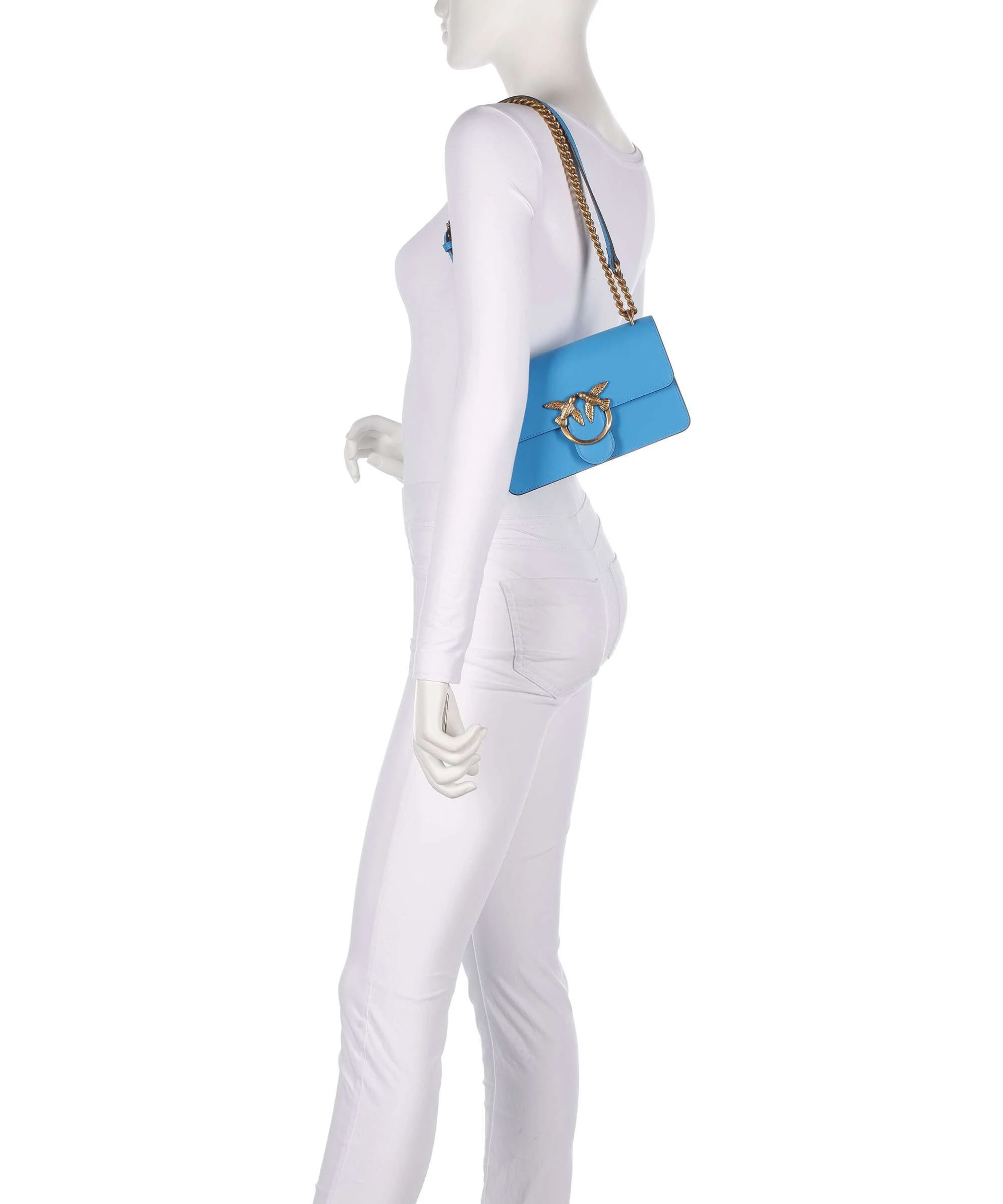 Pinko Love One Mini Shoulder bag azzurro dresda/antique gold - Image 3