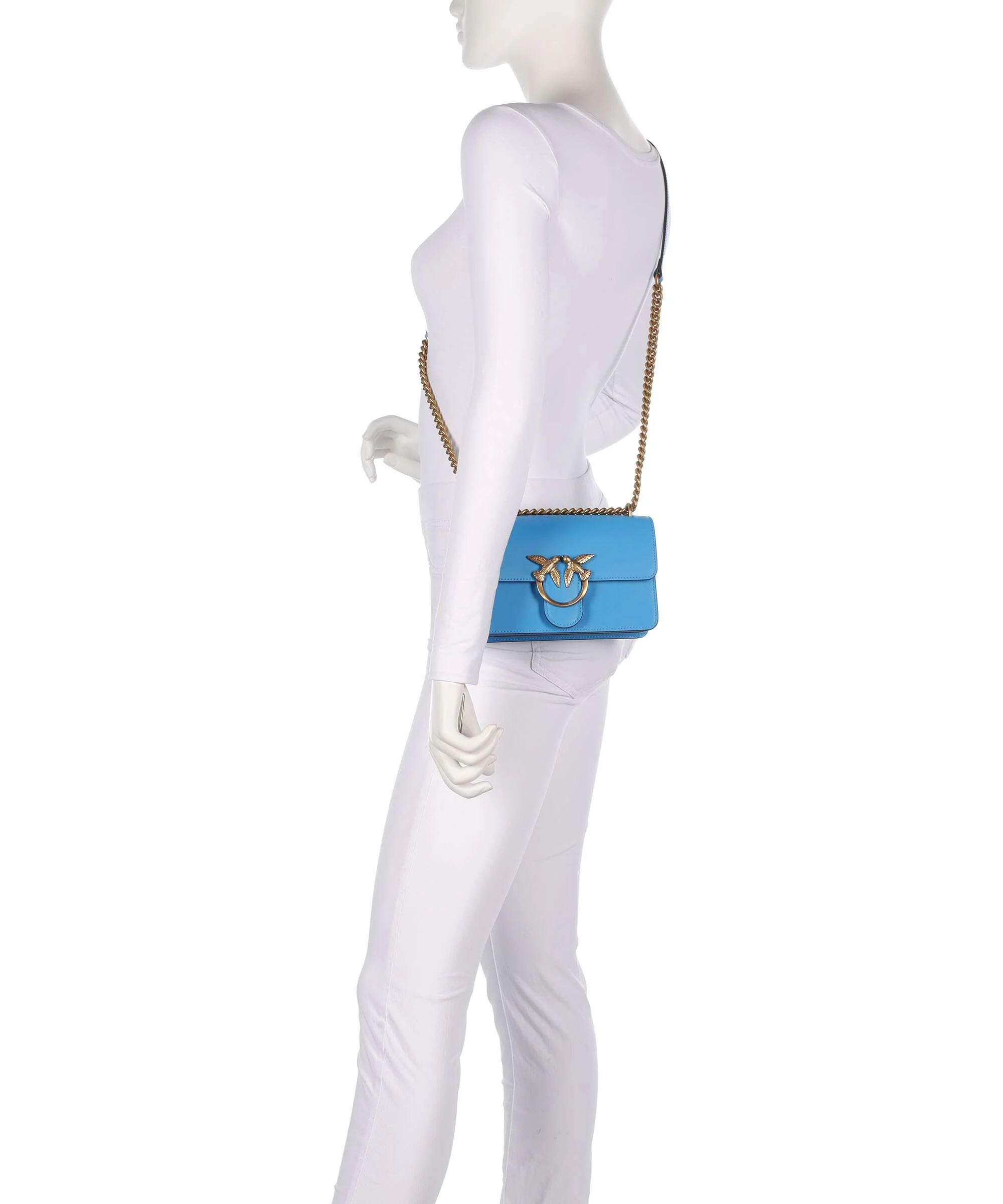 Pinko Love One Mini Shoulder bag azzurro dresda/antique gold - Image 4