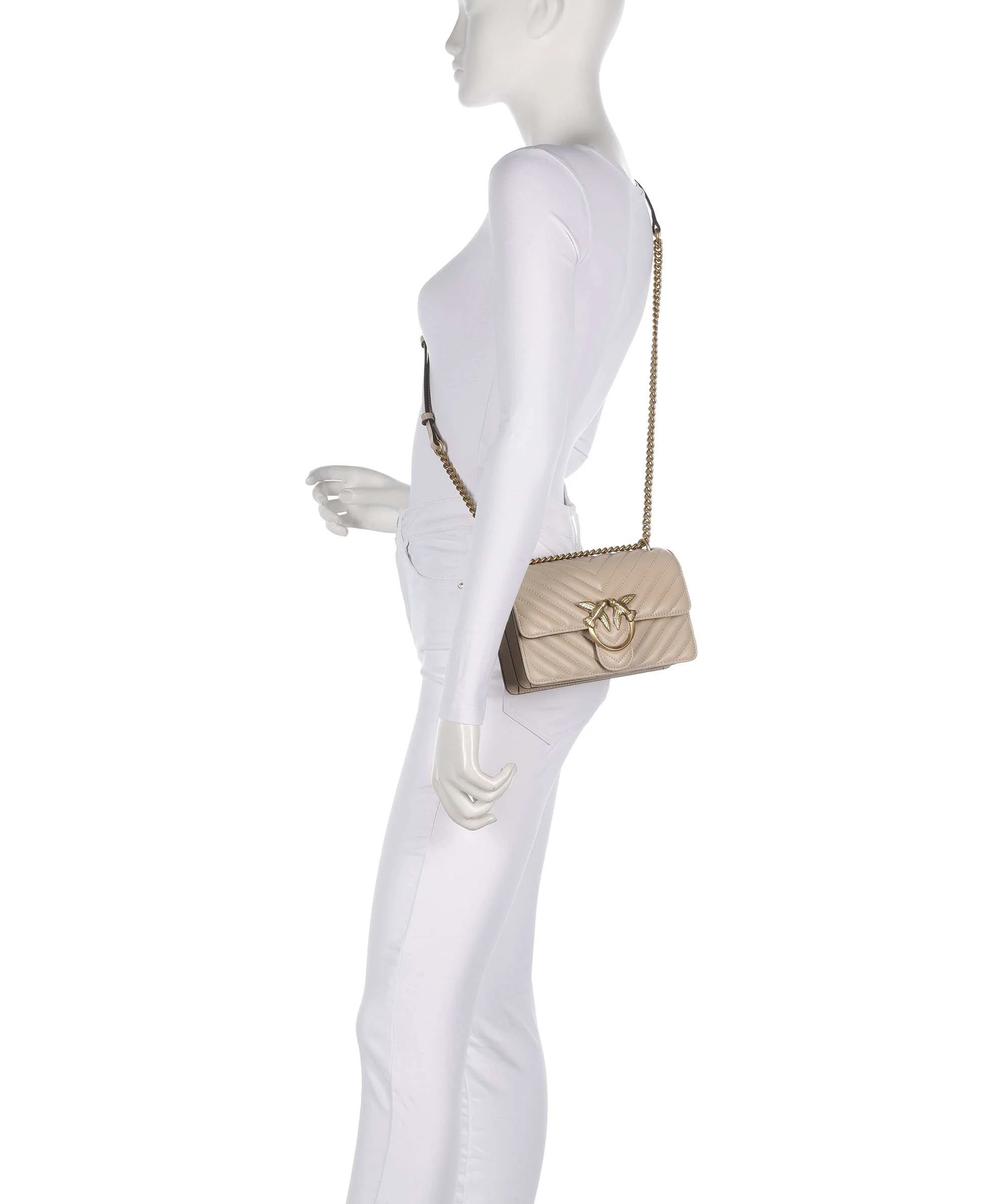 Pinko Love One Mini Shoulder bag beige/grigio fumo/antique gold - Image 3