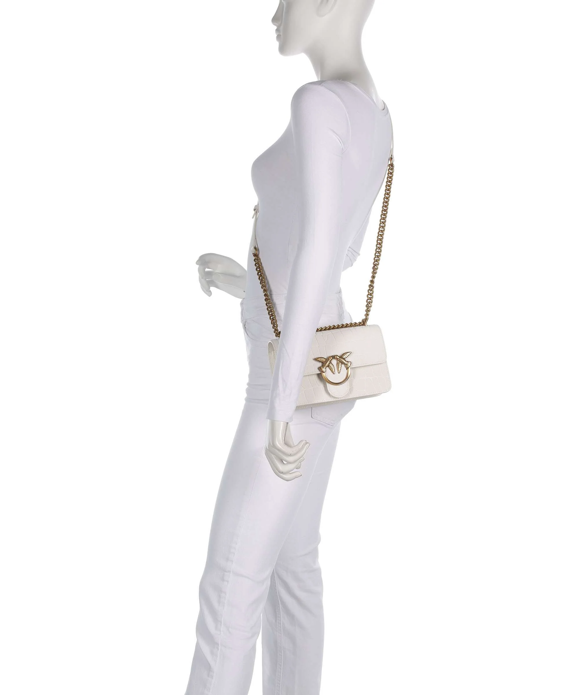 Pinko Love One Mini Shoulder bag bianco nembo/antique gold - Image 3