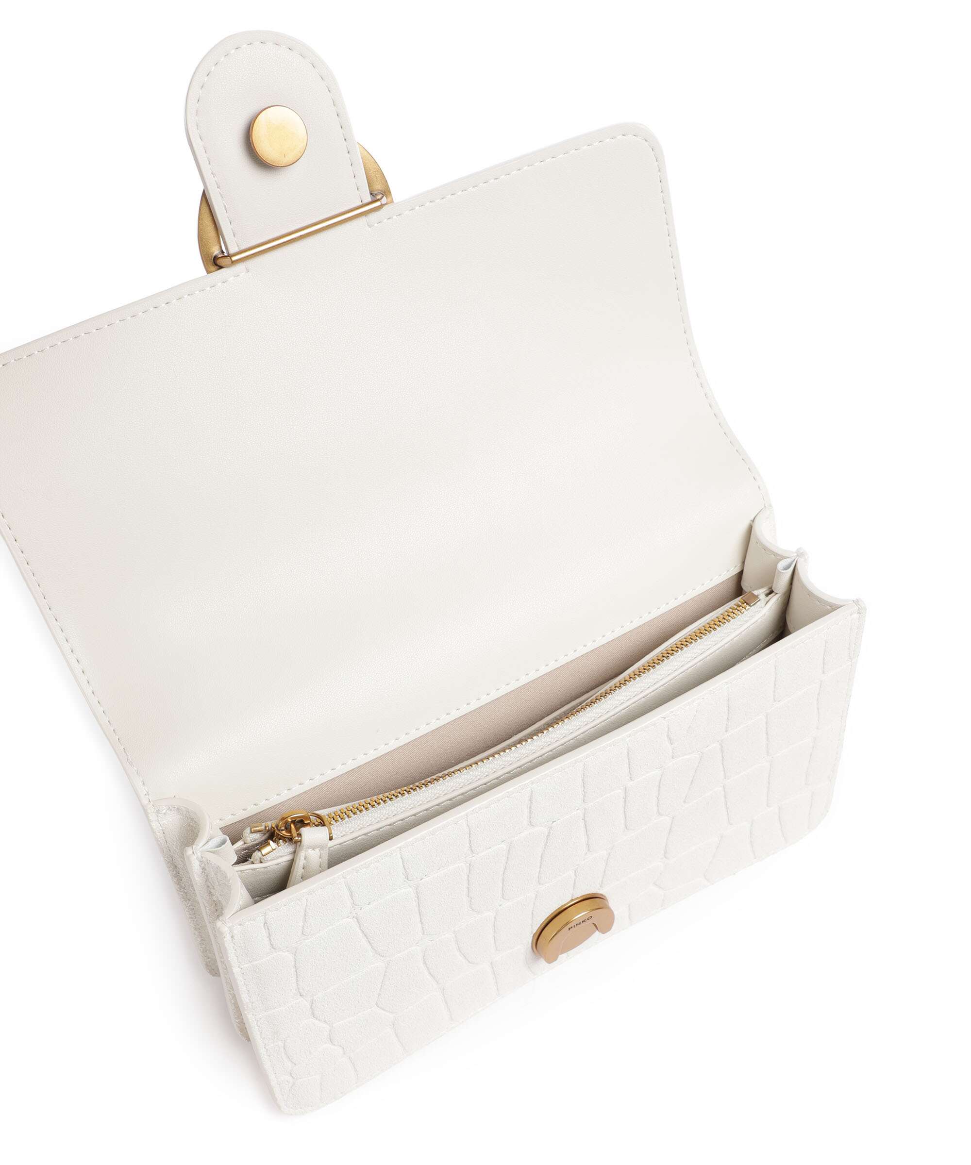 Pinko Love One Mini Shoulder bag bianco nembo/antique gold - Image 7