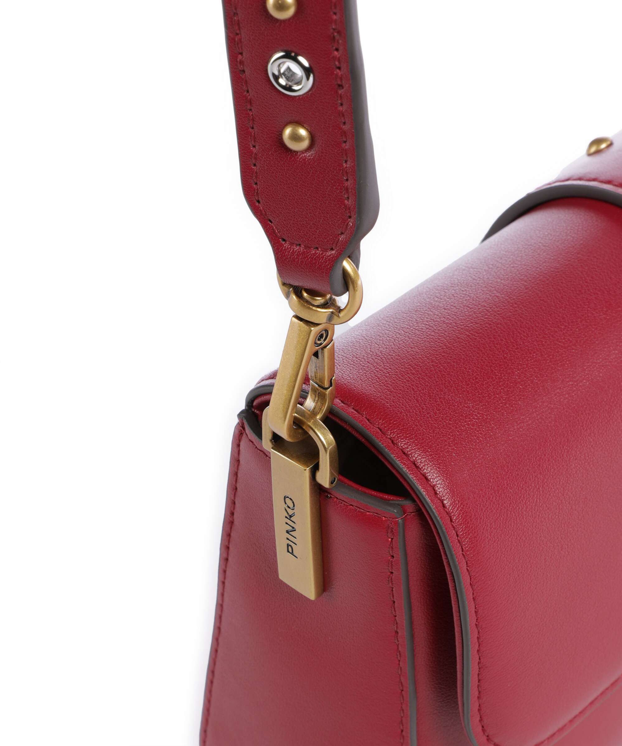Pinko Love One Mini Slouchy Charms Crossbody bag rosso lampone/antique gold - Image 4