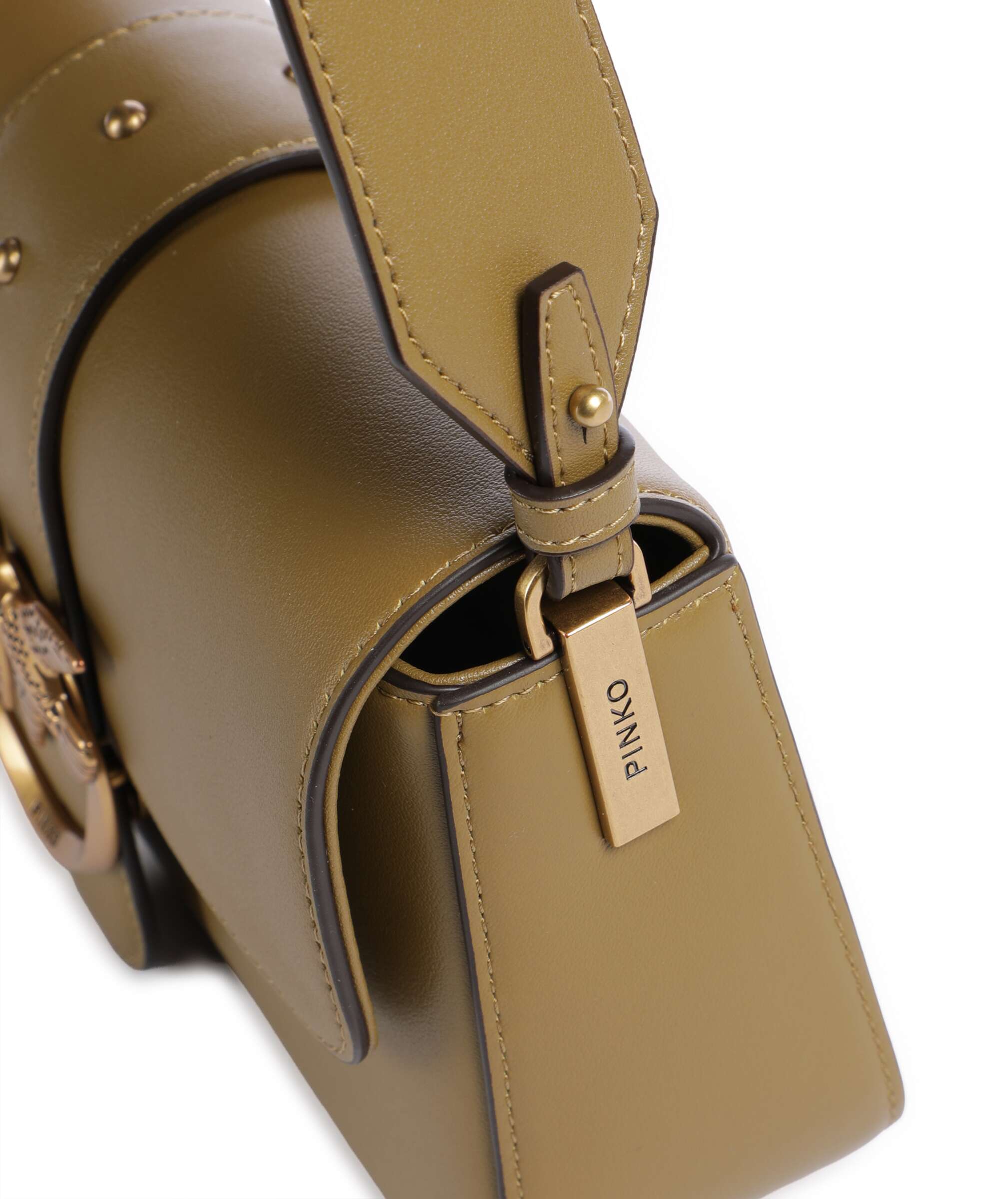 Pinko Love One Mini Slouchy Shoulder bag verde canguro/antique gold - Image 4
