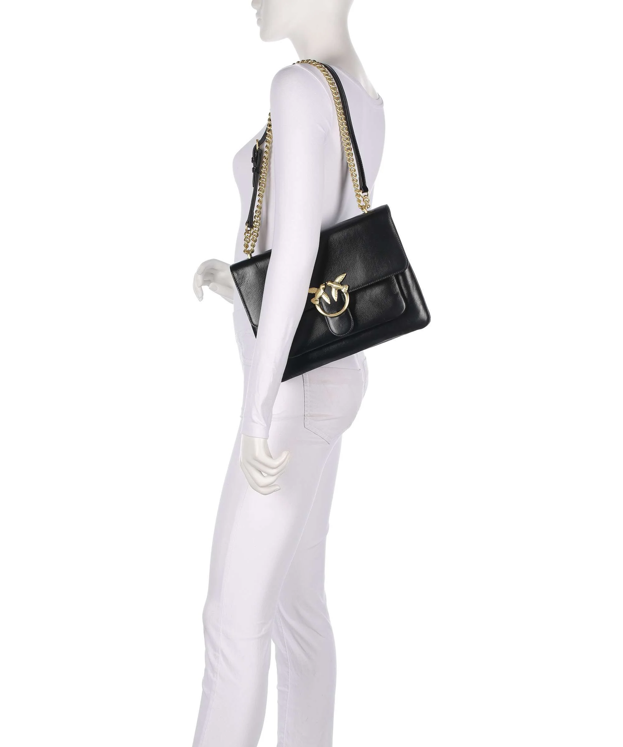 Pinko Love One Soft Big Shoulder bag nero limousine/matt gold - Image 4